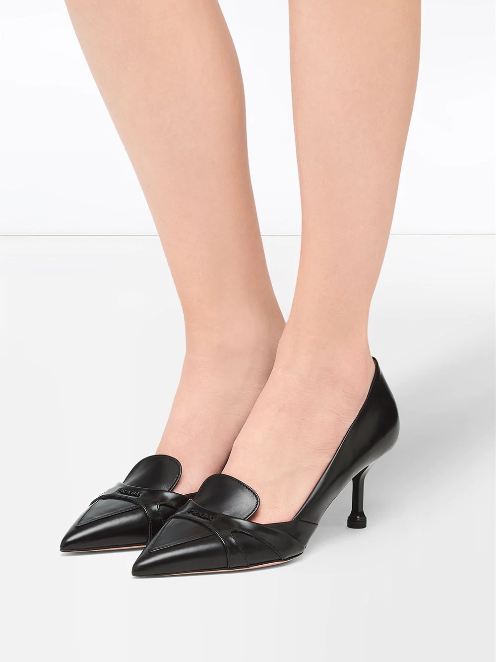 brushed leather pointy toe pumps - 5