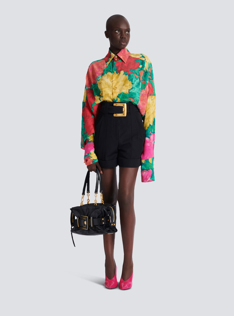 Balmain Crepe shirt dress with roses print outlook