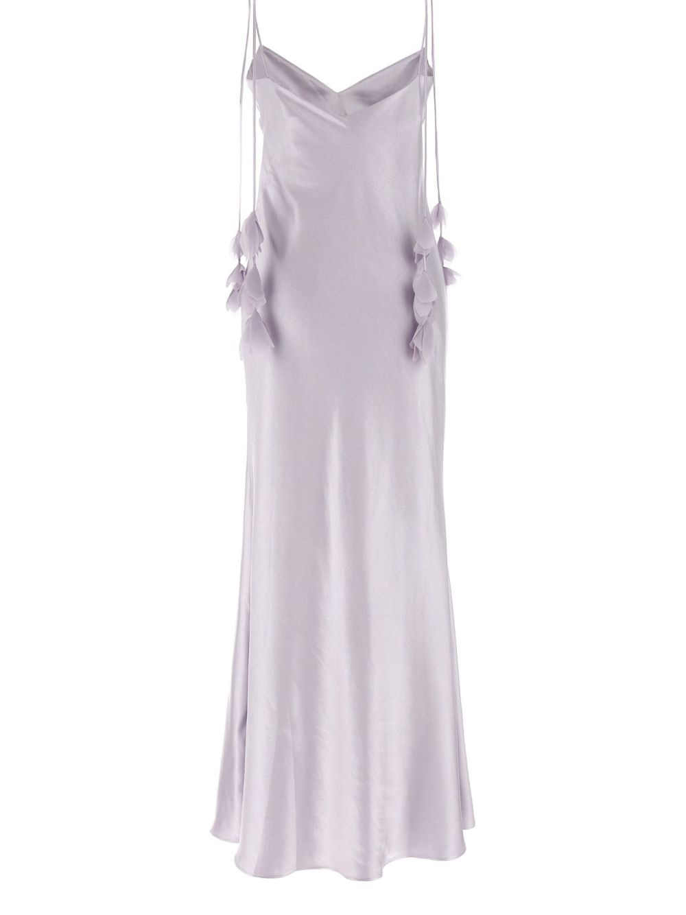 floral-appliqué satin dress - 2