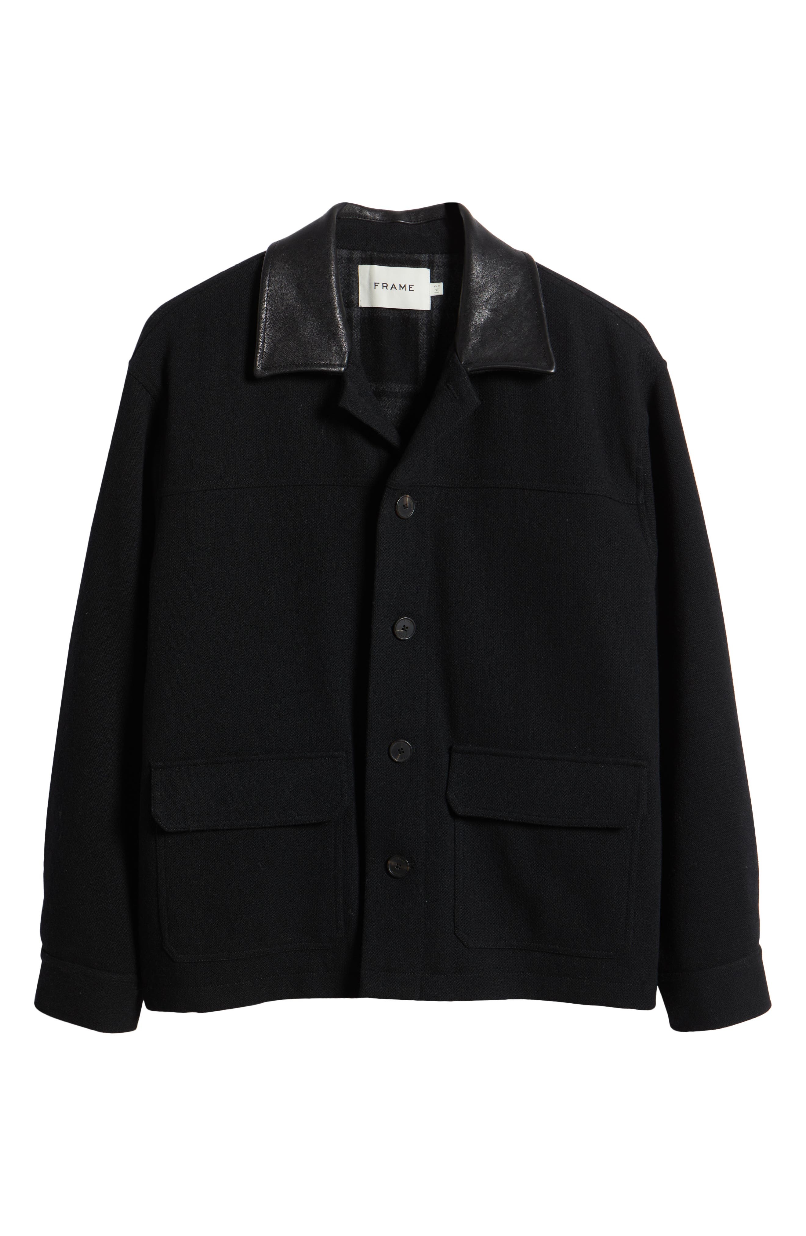 FRAME Wool Blend Workwear Jacket in Black at Nordstrom - 6