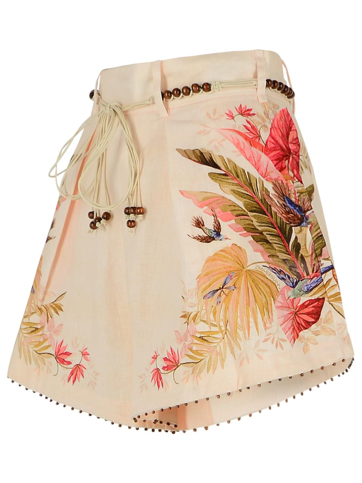 Zimmermann 'Tuck' Linen Pleated Shorts In 'Cream Palm Floral' Color Women - 2