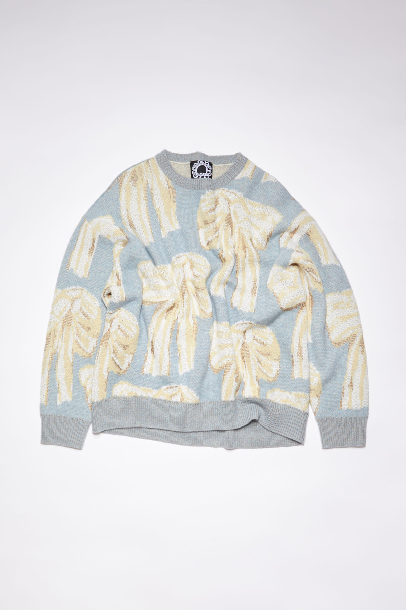 Jacquard print jumper - Dusty blue melange - 1