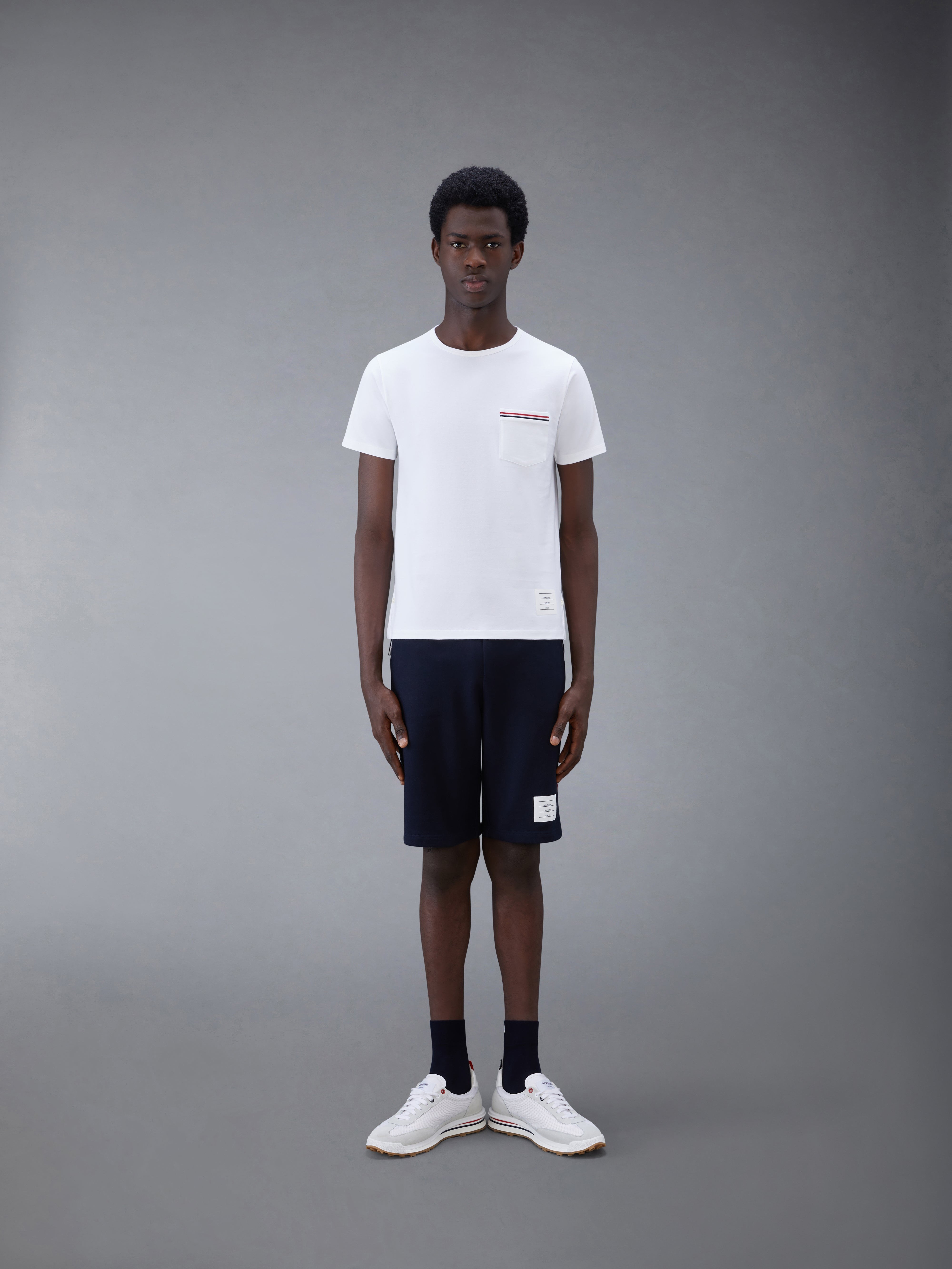 Whitemedium Weight Jersey Tipped Pocket Crew Neck Tee - 3