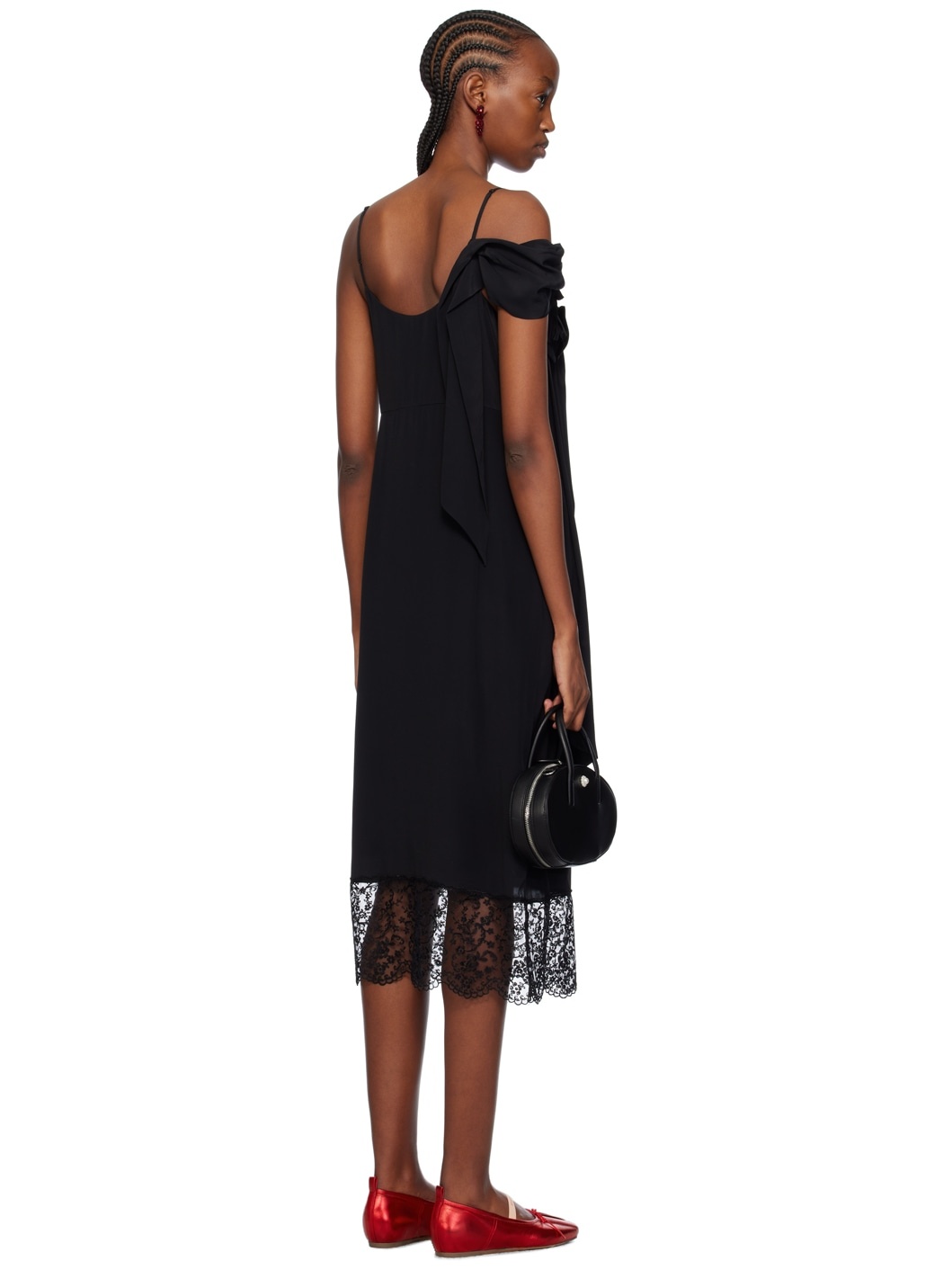 Black Pressed Rose Midi Dress - 3