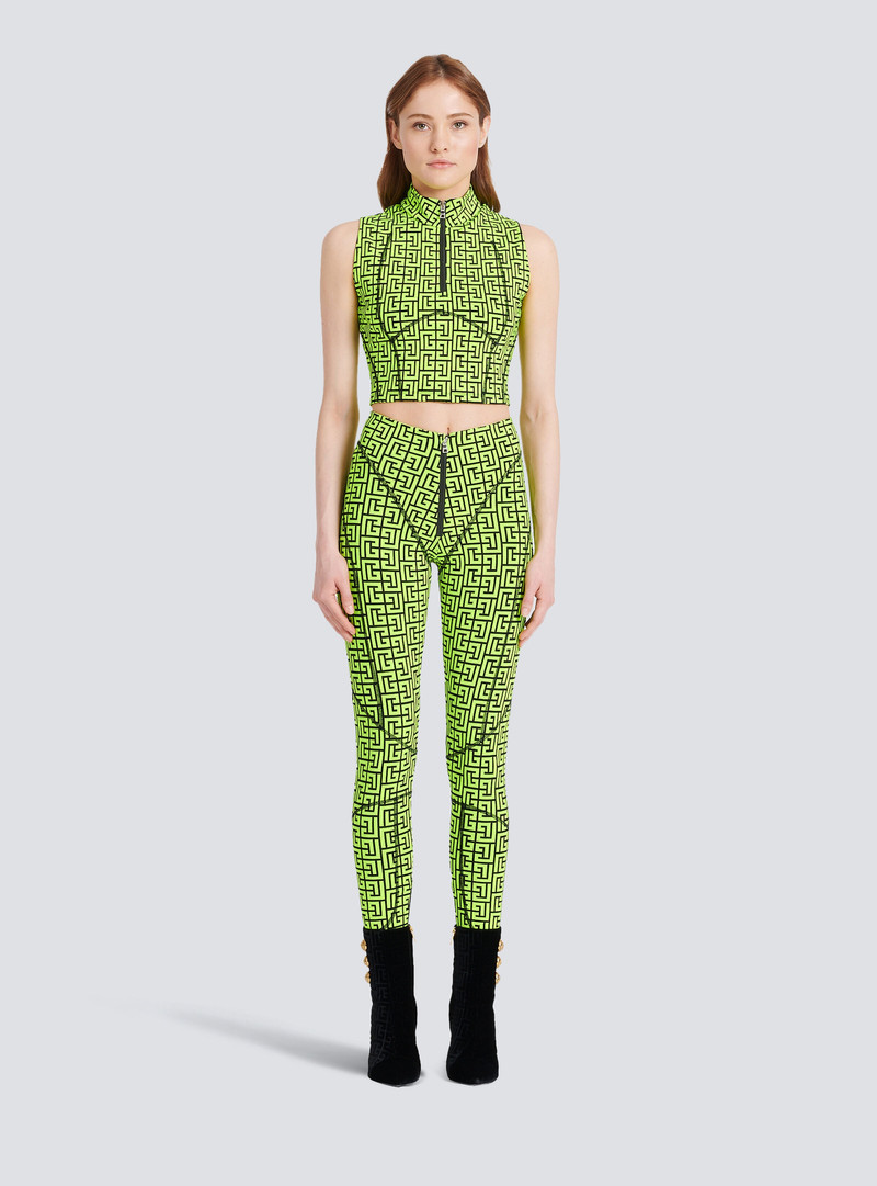 Balmain-monogrammed jersey leggings 3