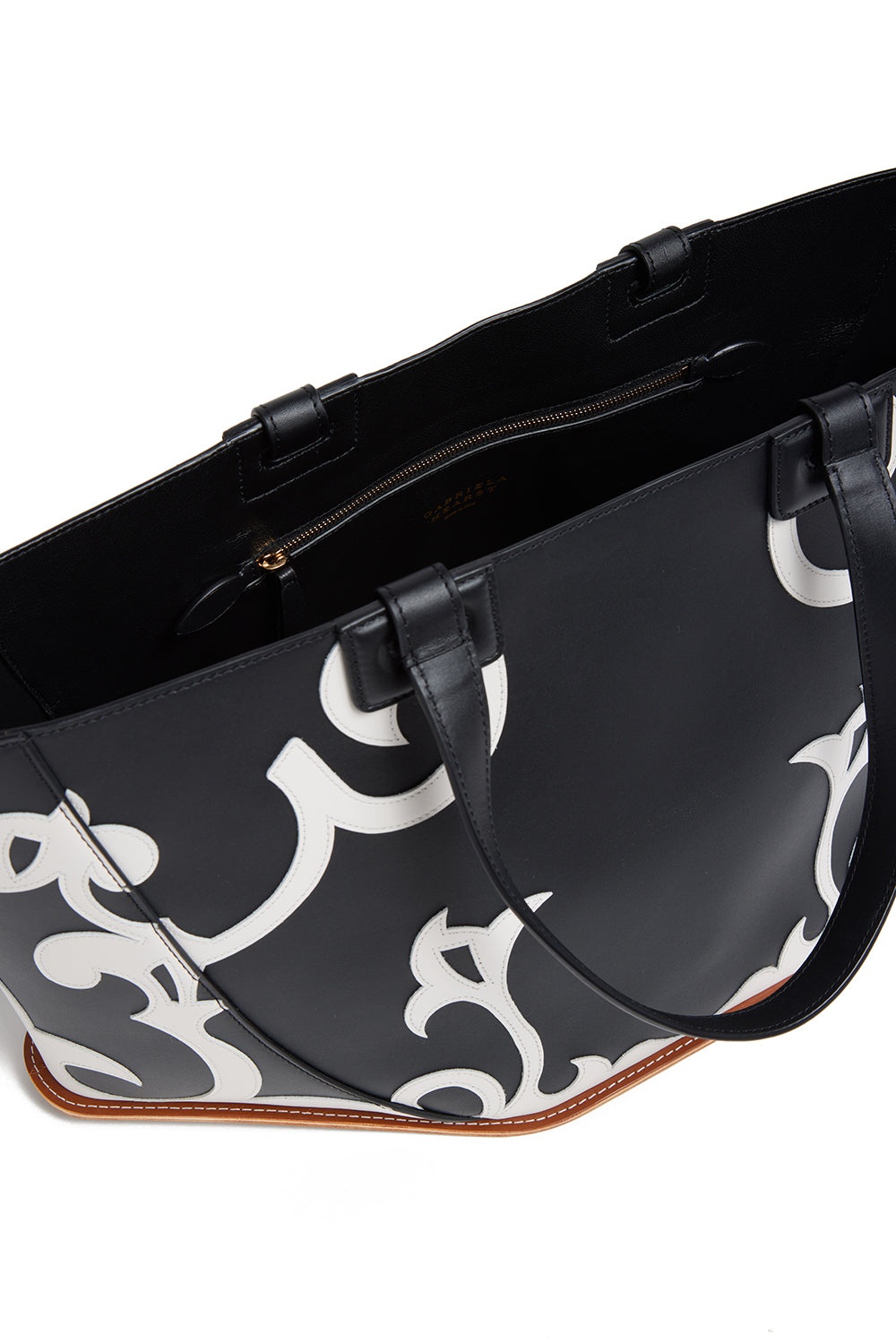 Coyote Western Tote Bag in Black & Ivory Leather - 4