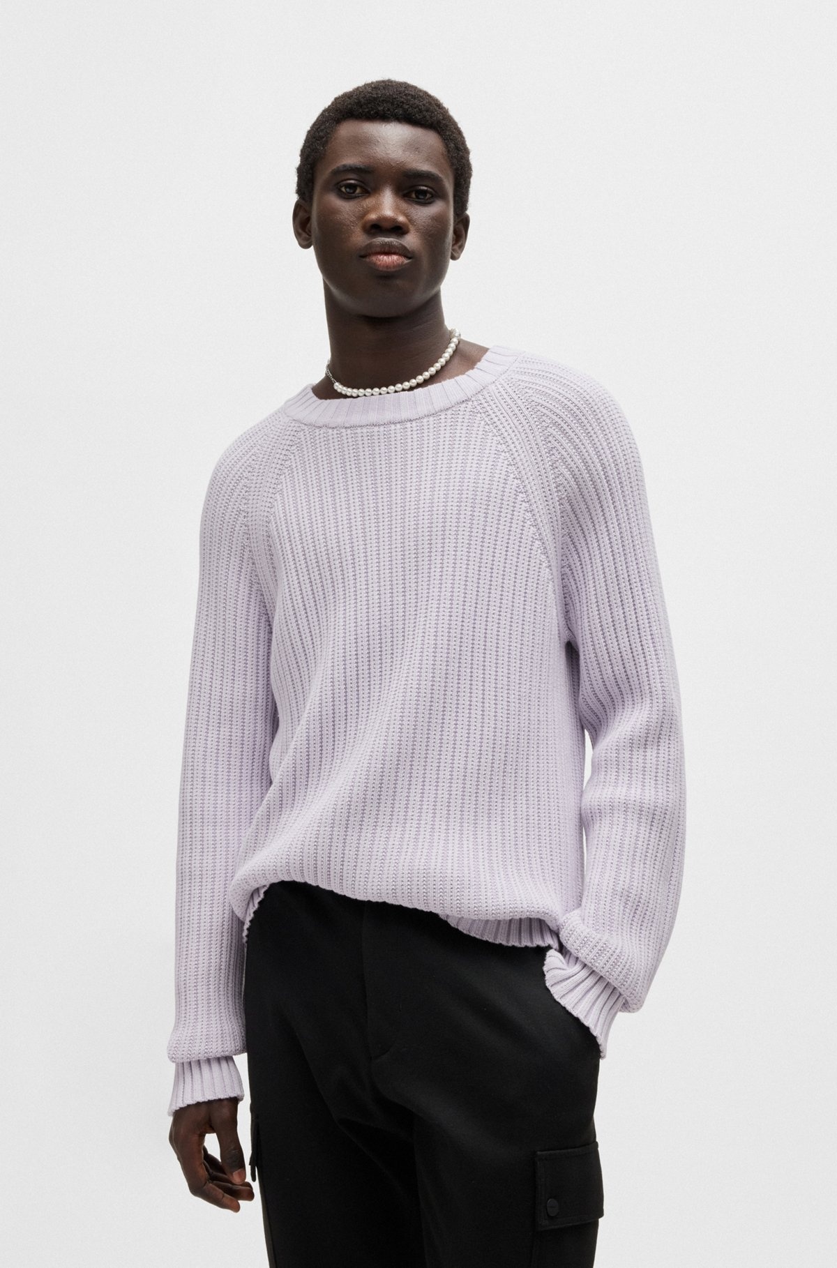 REGULAR-FIT SWEATER IN RIBBED COTTON - 2