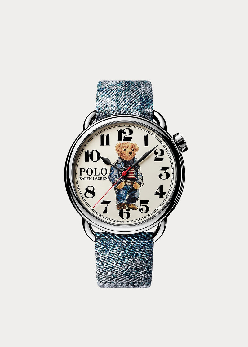42 MM Denim Polo Bear Steel White Dial 1