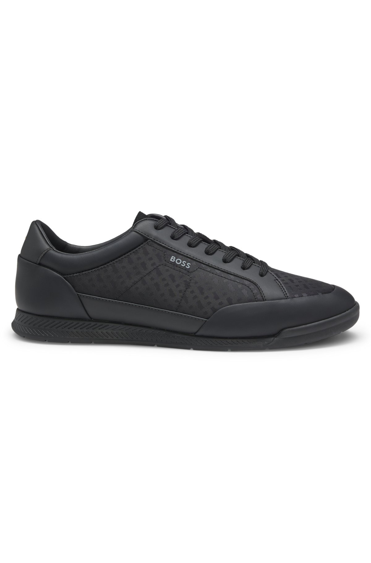 MONOGRAM-JACQUARD TRAINERS WITH LEATHER TRIMS - 1