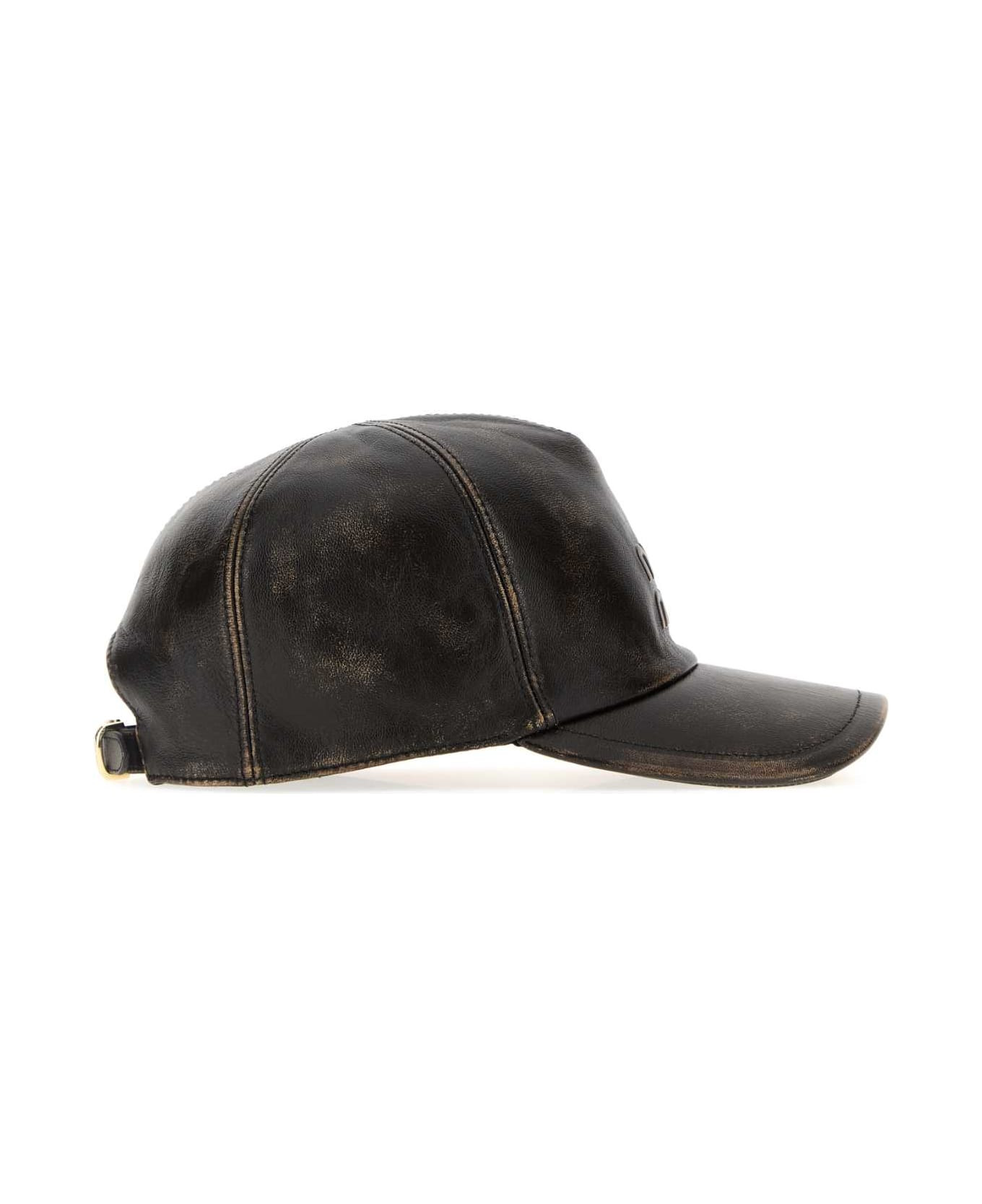 Dark Brown Nappa Leather Baseball Cap - 2