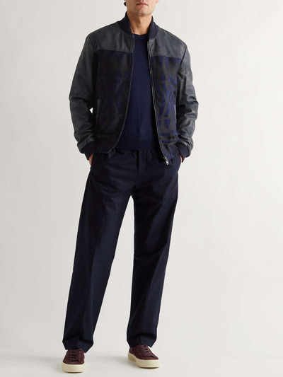 Etro Panelled Leather and Jacquard Bomber Jacket outlook