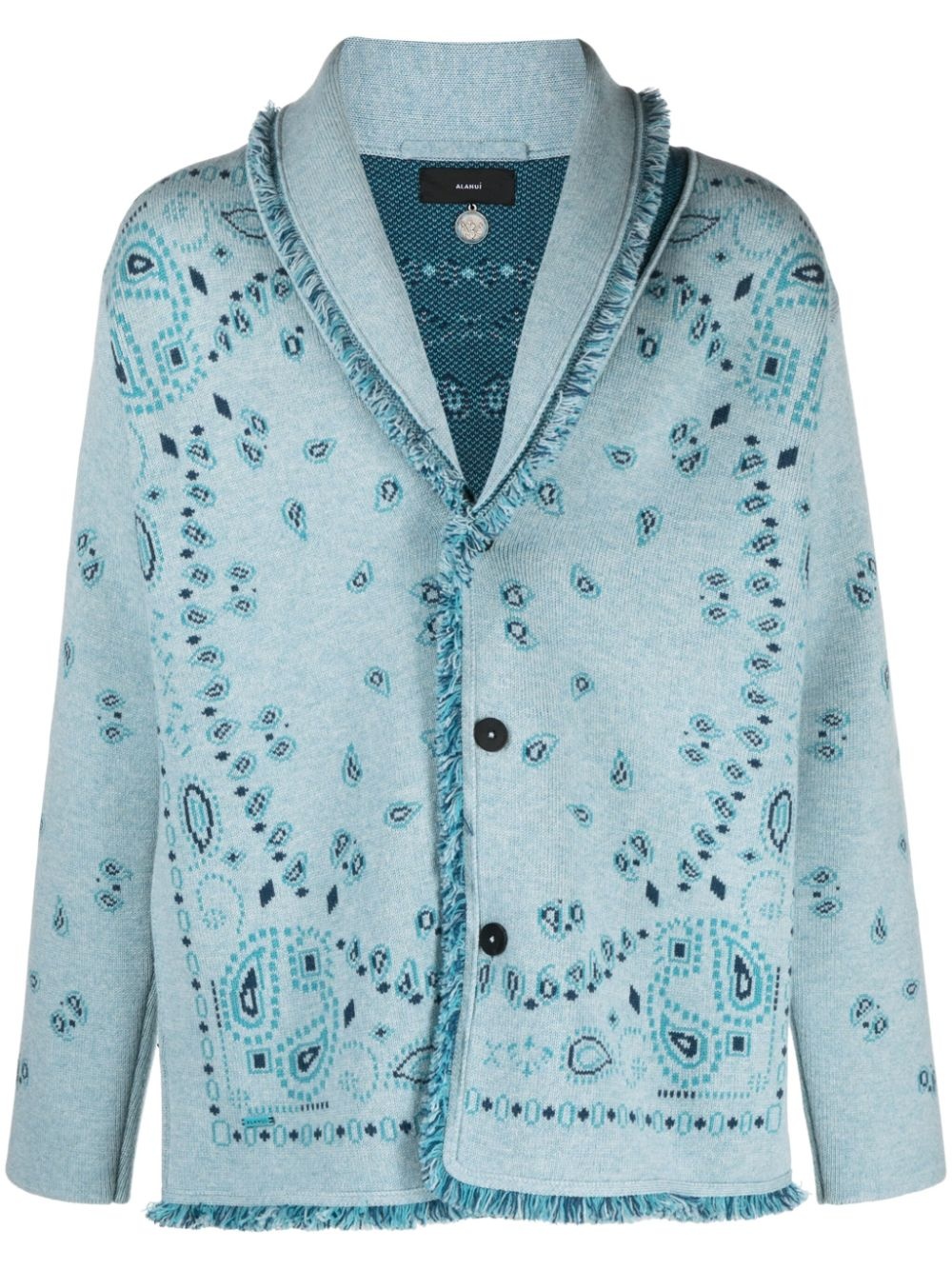 bandana-jacquard cashmere cardigan - 1