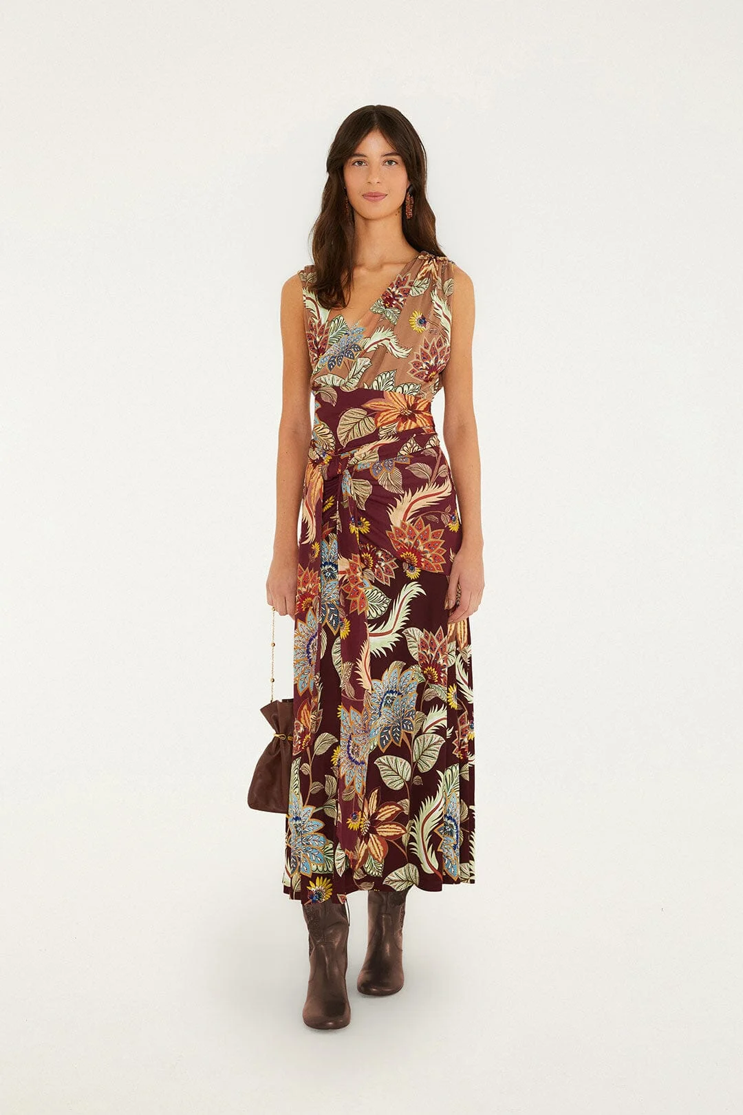 Mixed Delhi Floral Sleveless Midi Dress - 1