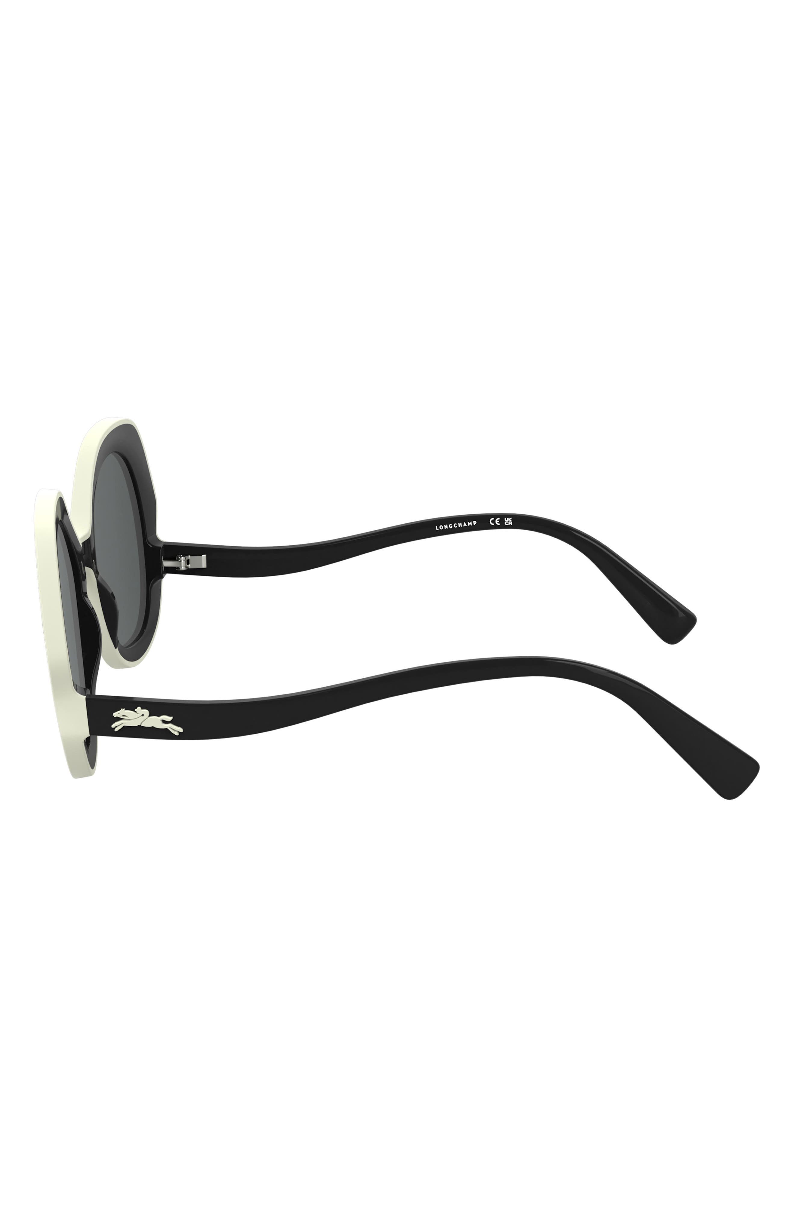 Longchamp 52mm Oval Sunglasses in Dark Grey/Black at Nordstrom - 3