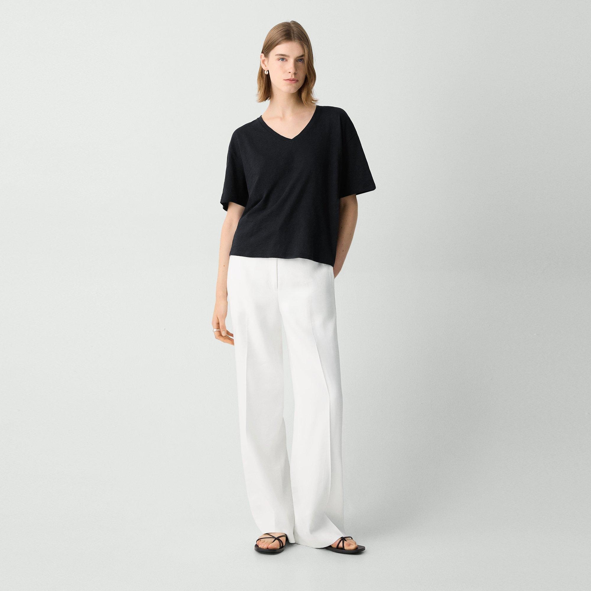 Relaxed V-Neck Tee in Cotton - 6