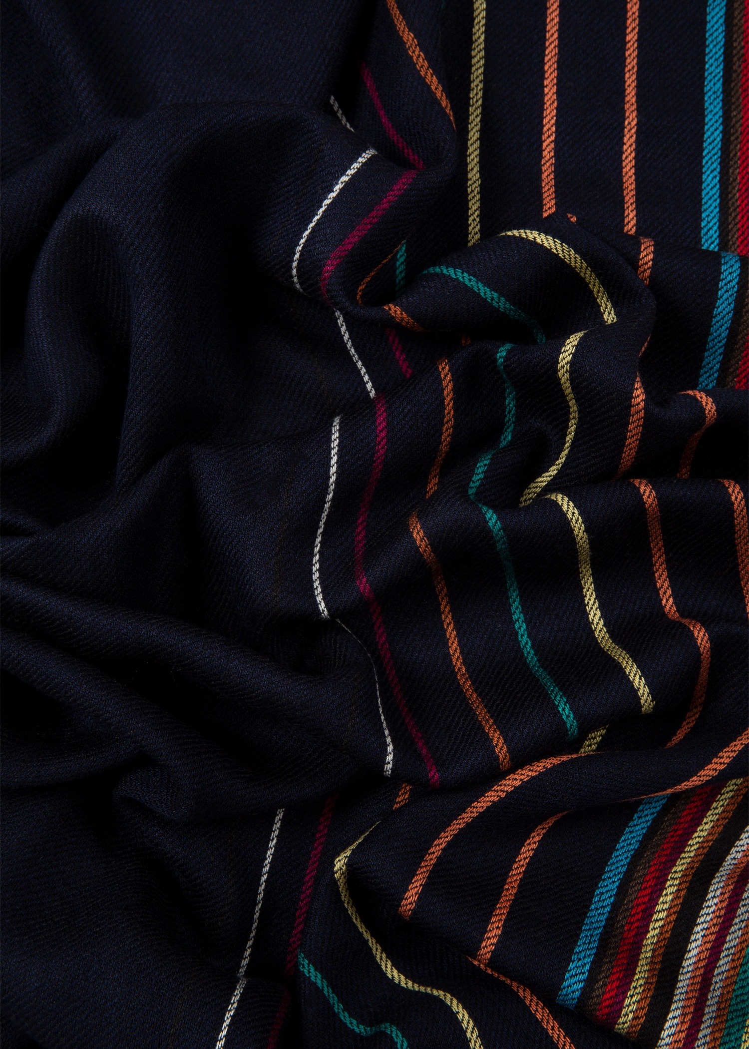Navy Wool-Silk 'Signature Stripe' Scarf - 4