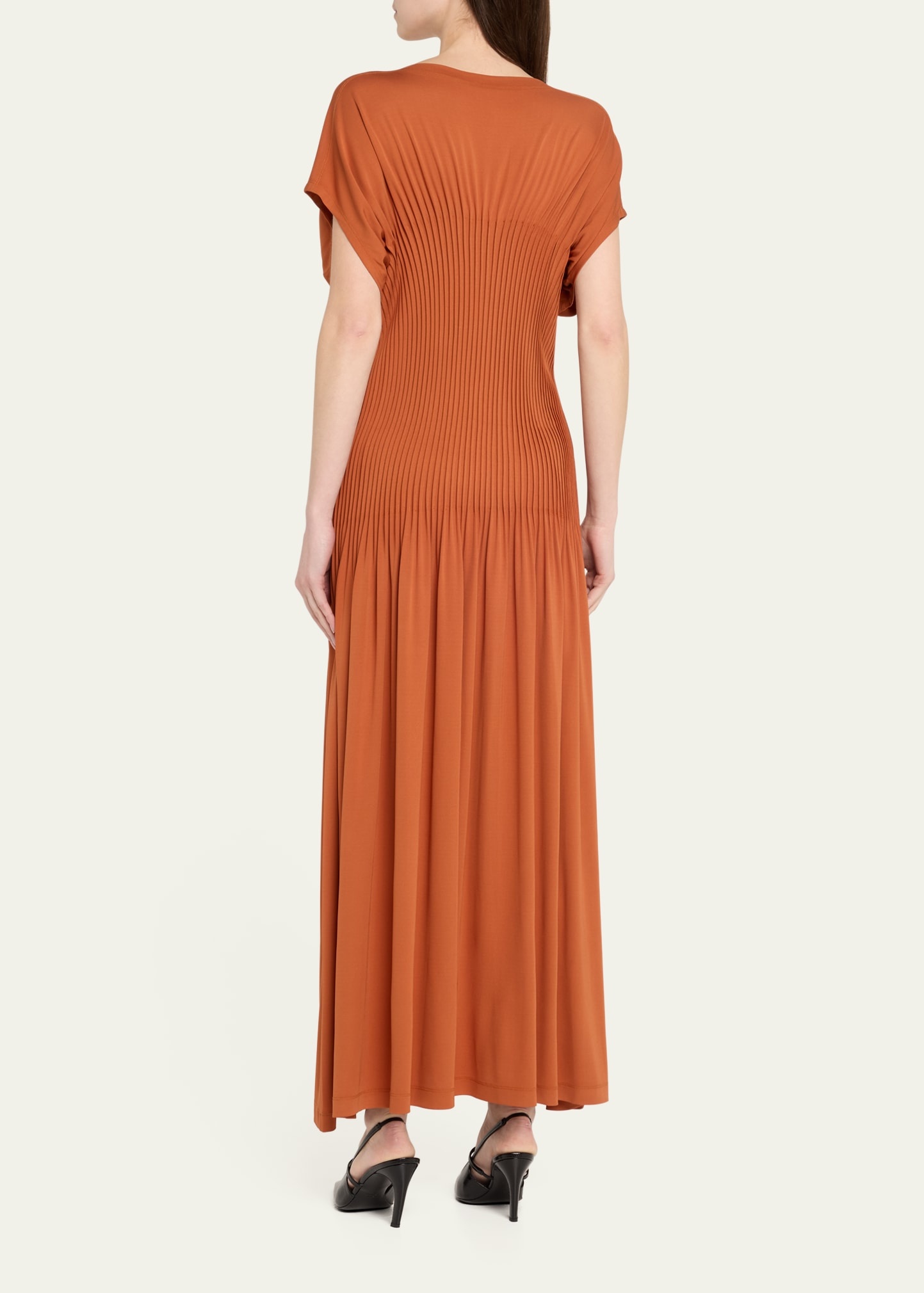 Knife-Pleated Jersey Empire Maxi Dress - 3
