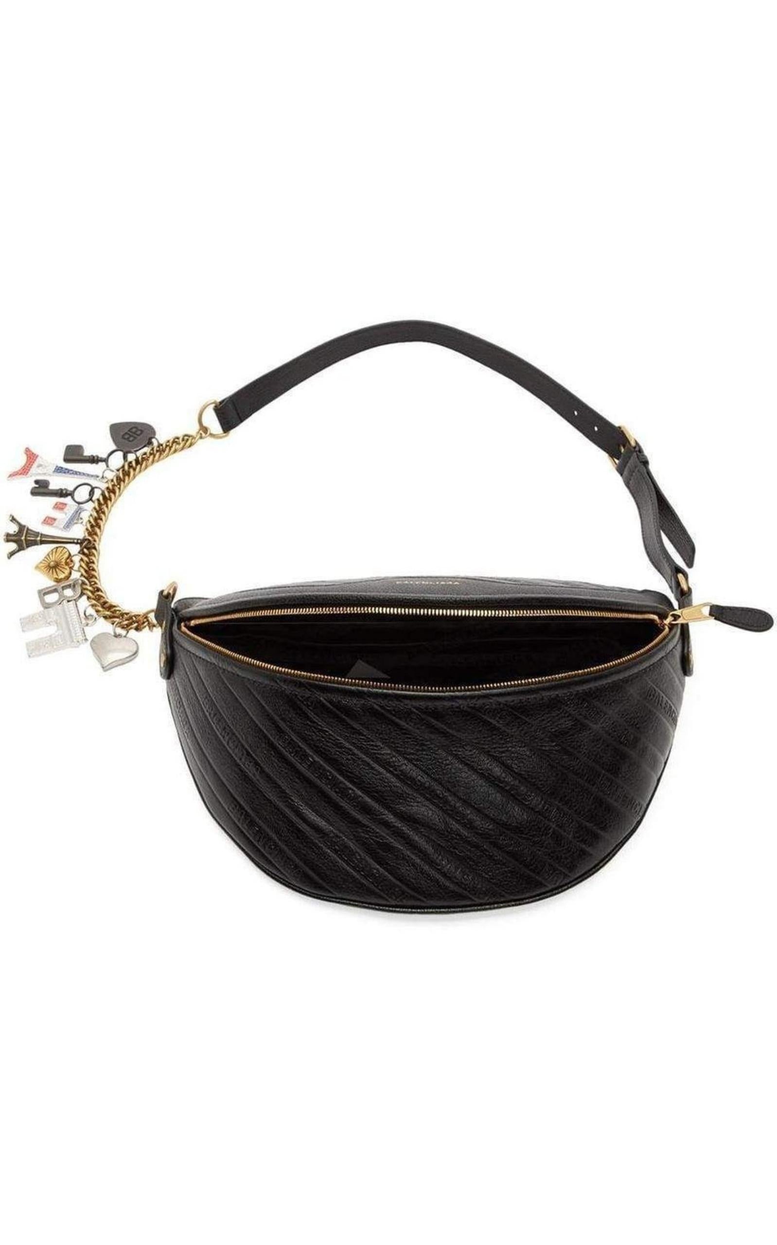 Black Leather Souvenir Belt Bag - 5