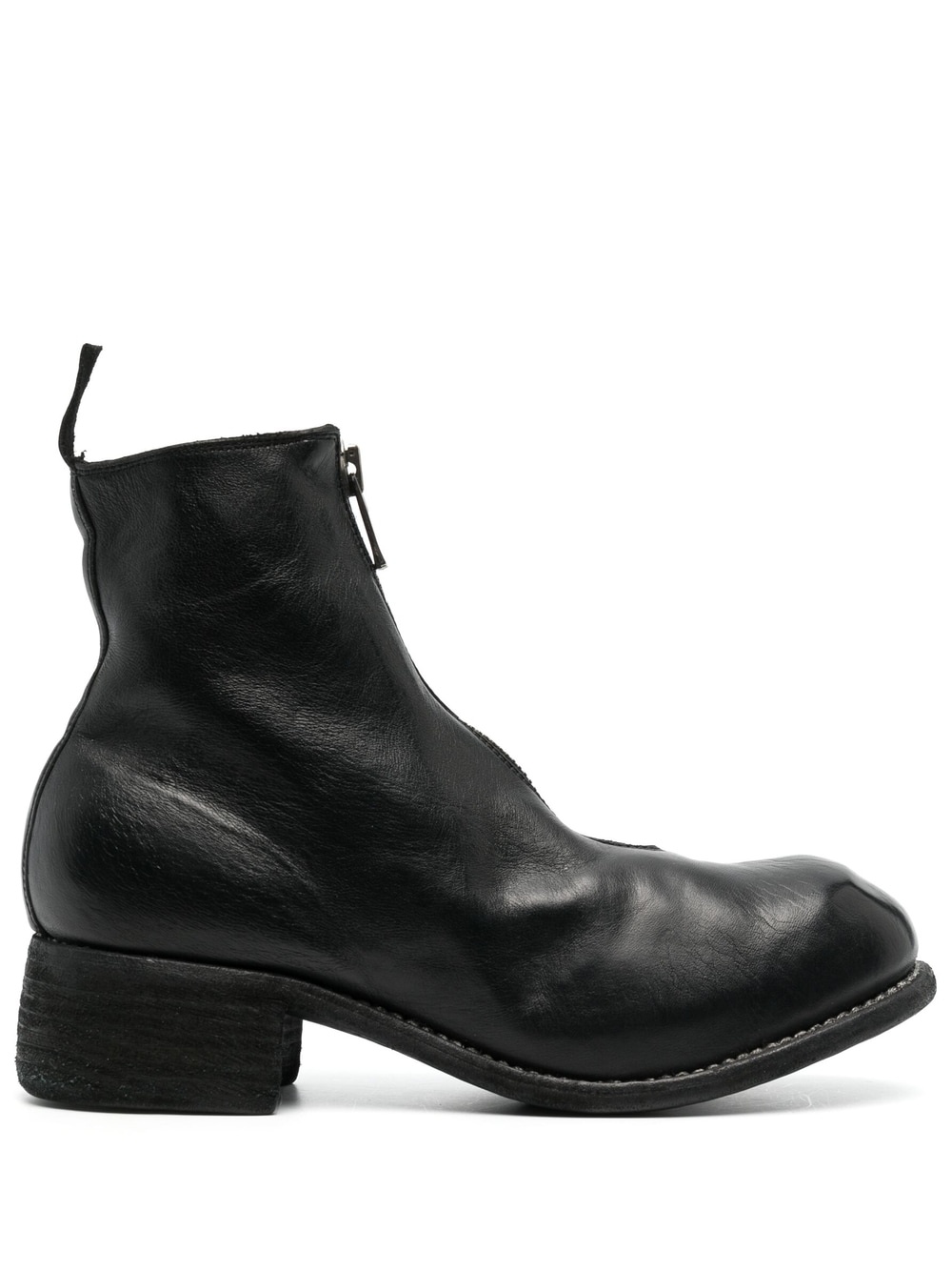 distressed-effect mid-heel boots - 1