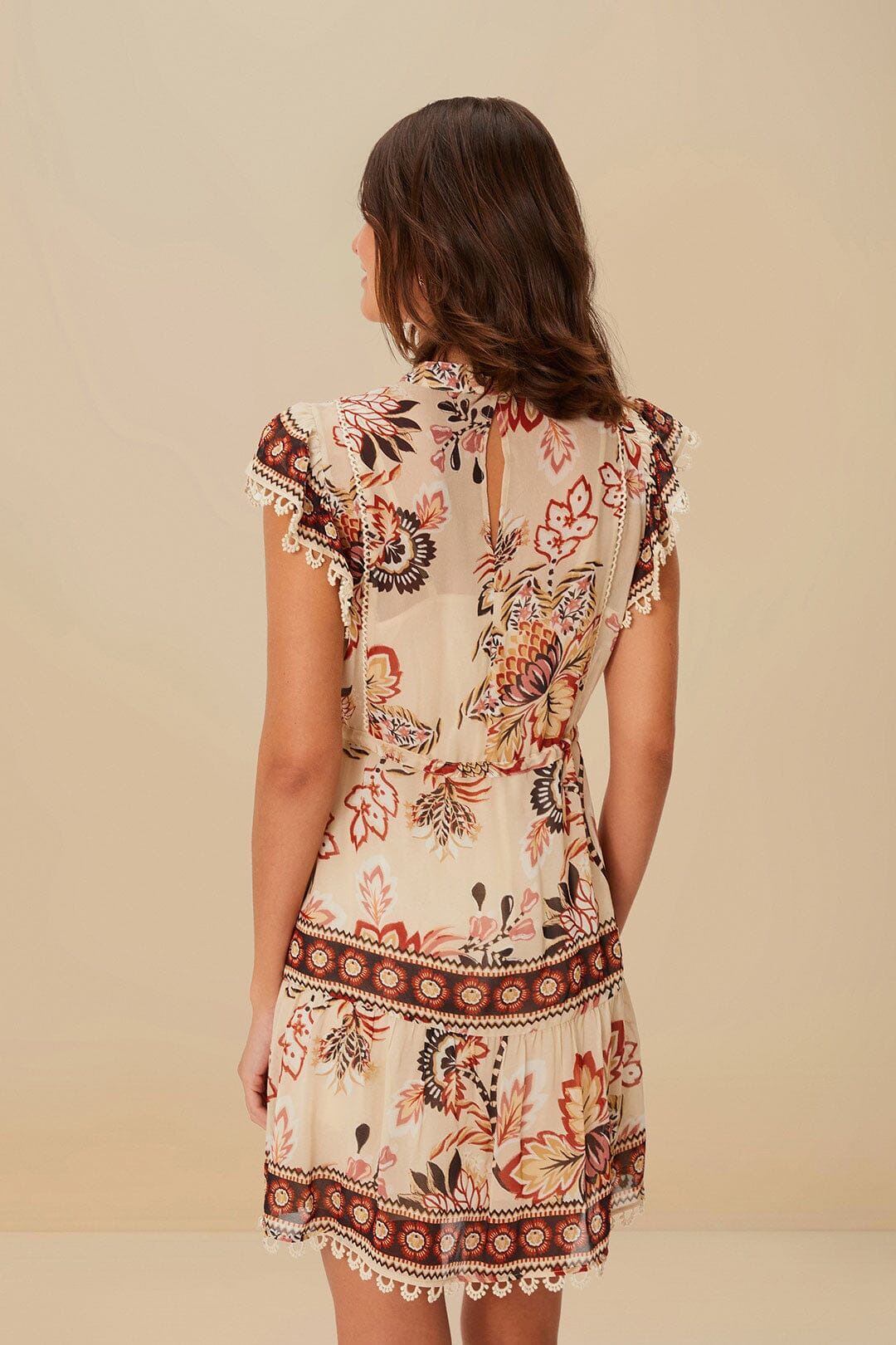 Sand Aura Floral Mini Dress - 3