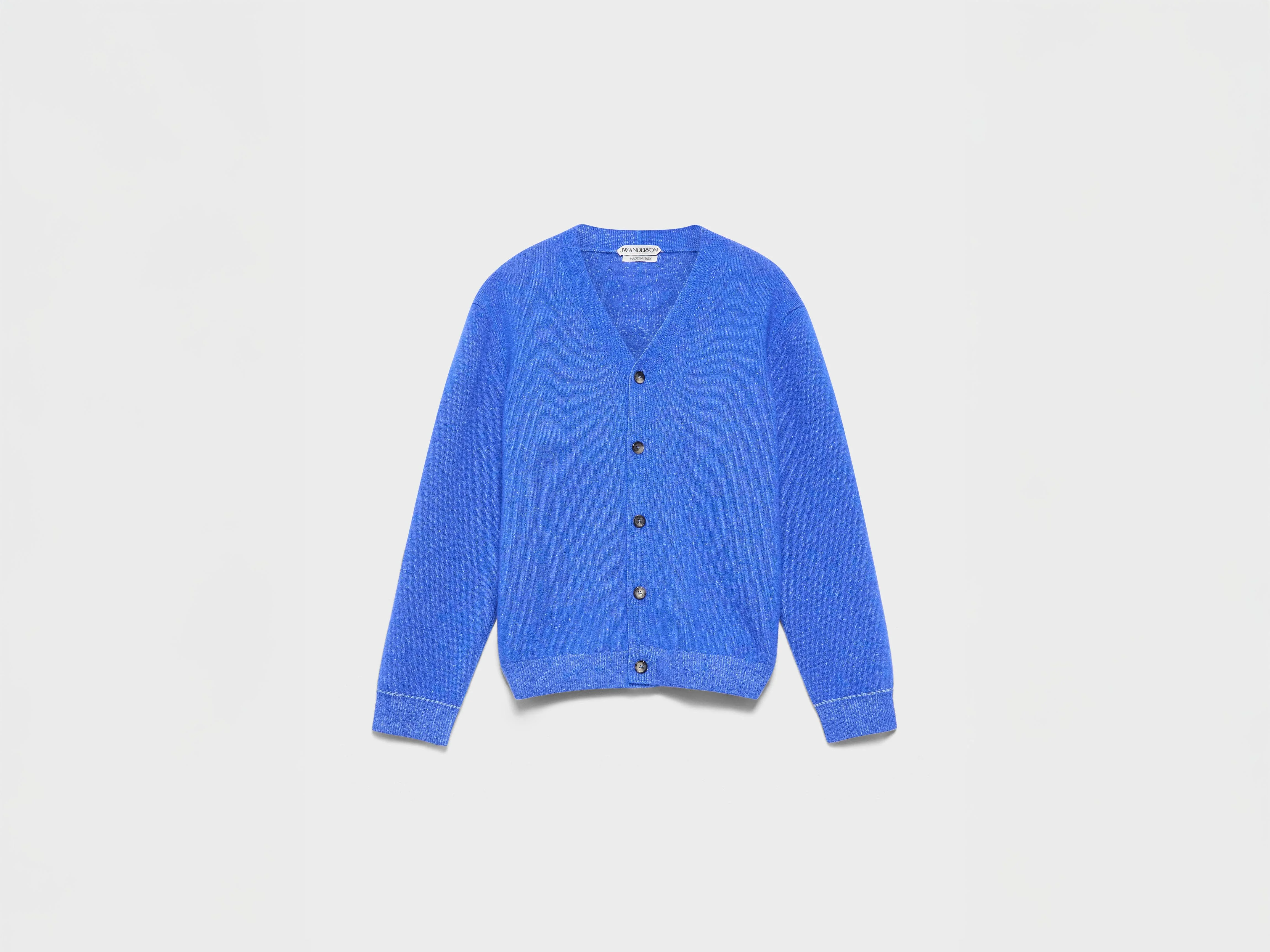 MENS KNITTED MOHAIR CARDIGAN IN COBALT - 1