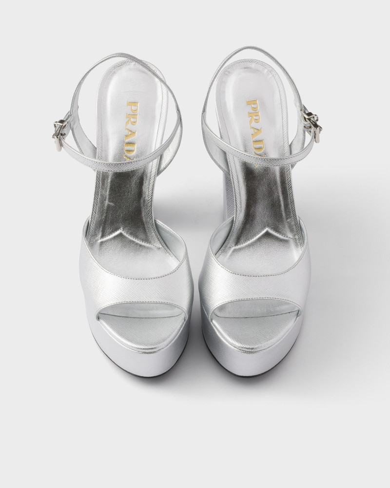 Patent Saffiano leather platform sandals 3