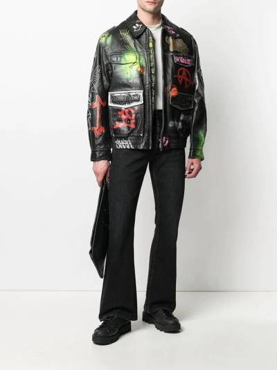 Sankuanz graphic-print leather jacket outlook