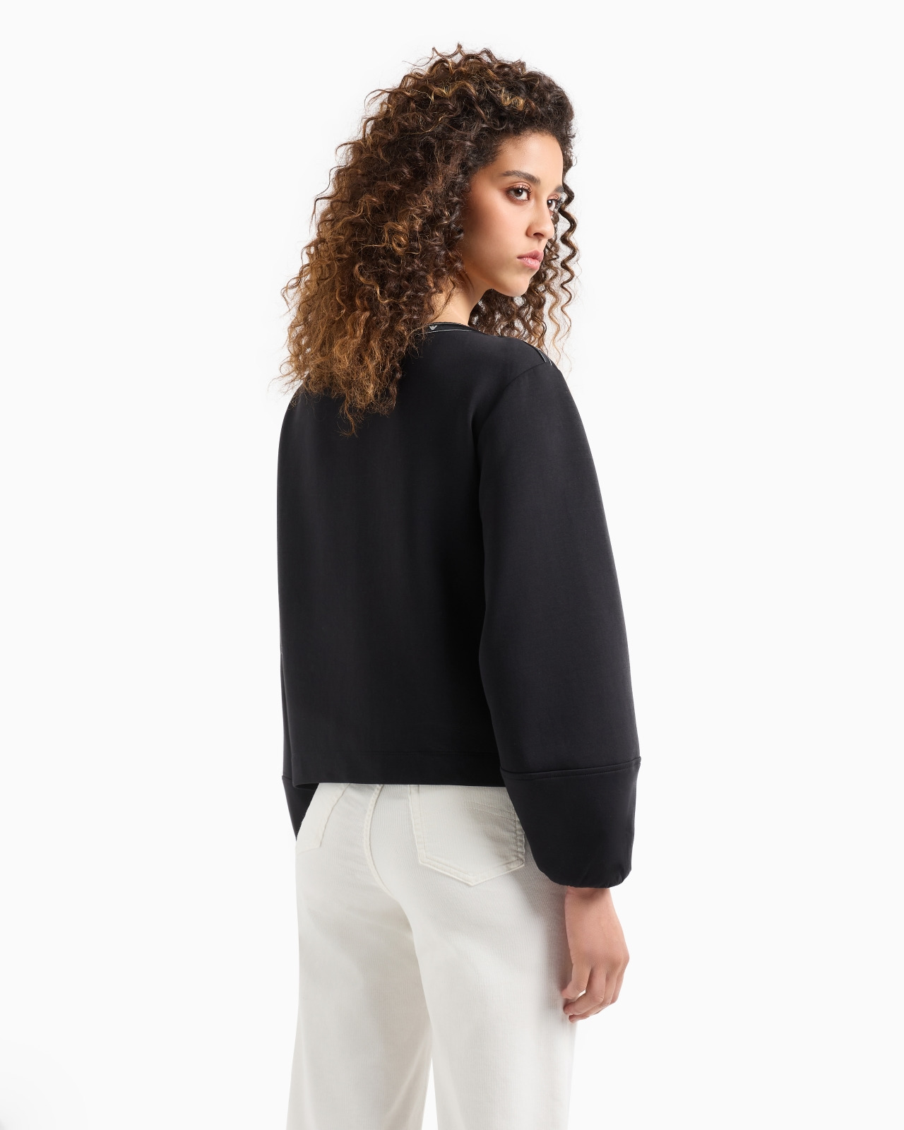 Double jersey boat neck sweatshirt with eagle logo tape - 3