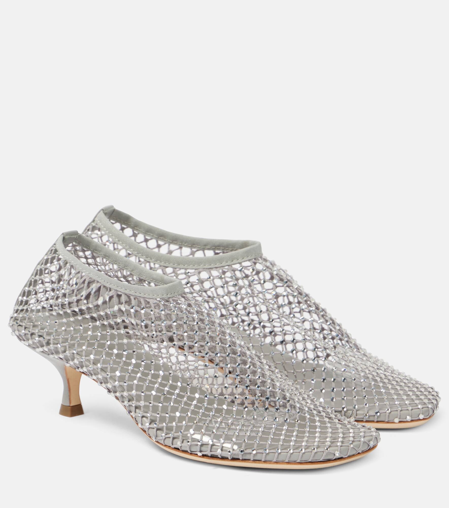 Minette crystal-embellished fishnet pumps - 1