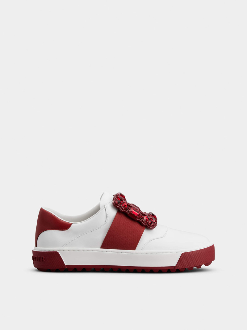 Very Vivier Strass Buckle Sneakers in Leather 1