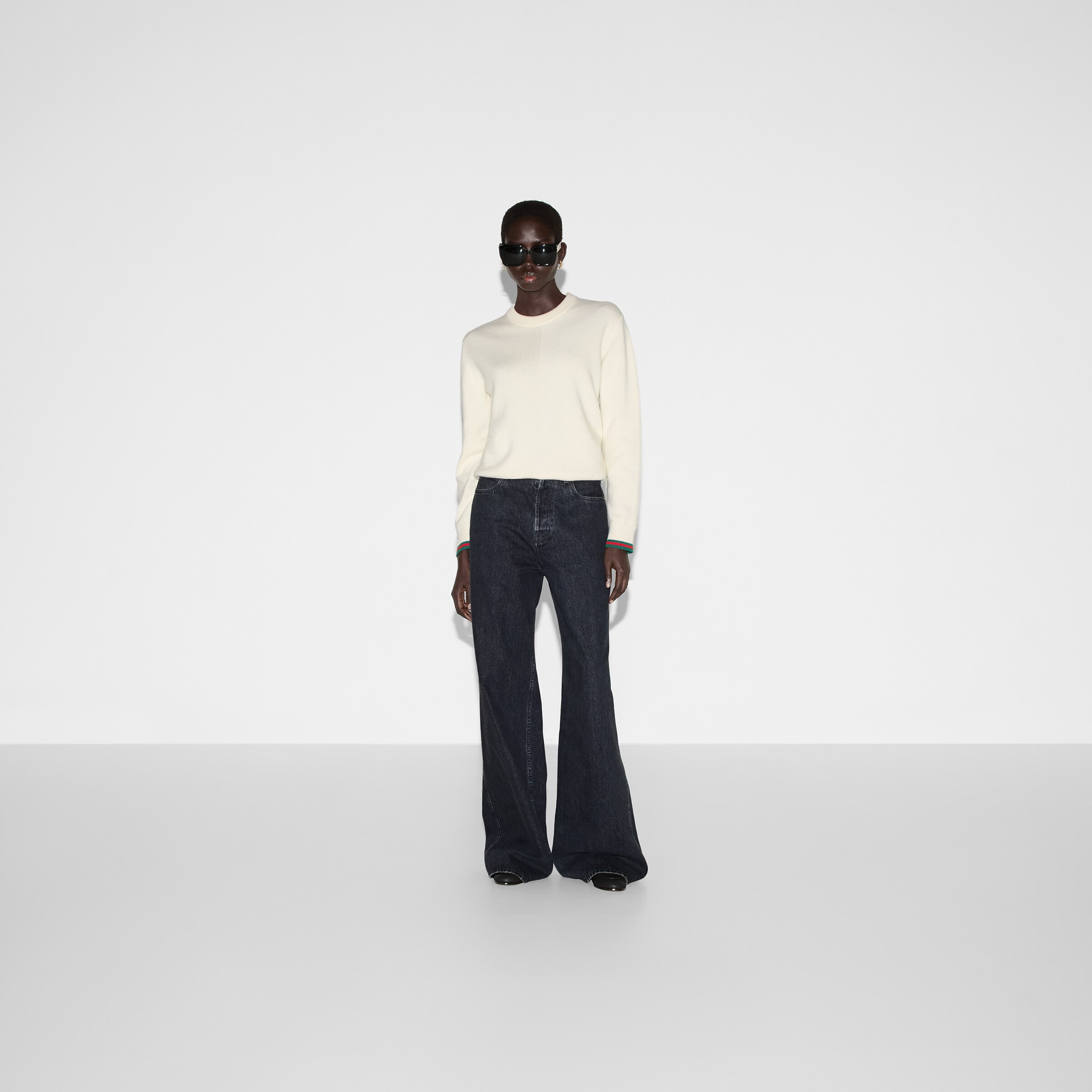 Wool and cashmere sweater with Web - 2