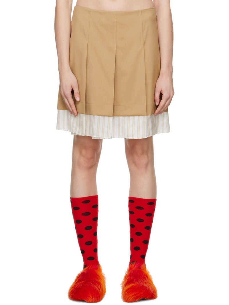 Tan Pleated Miniskirt 1