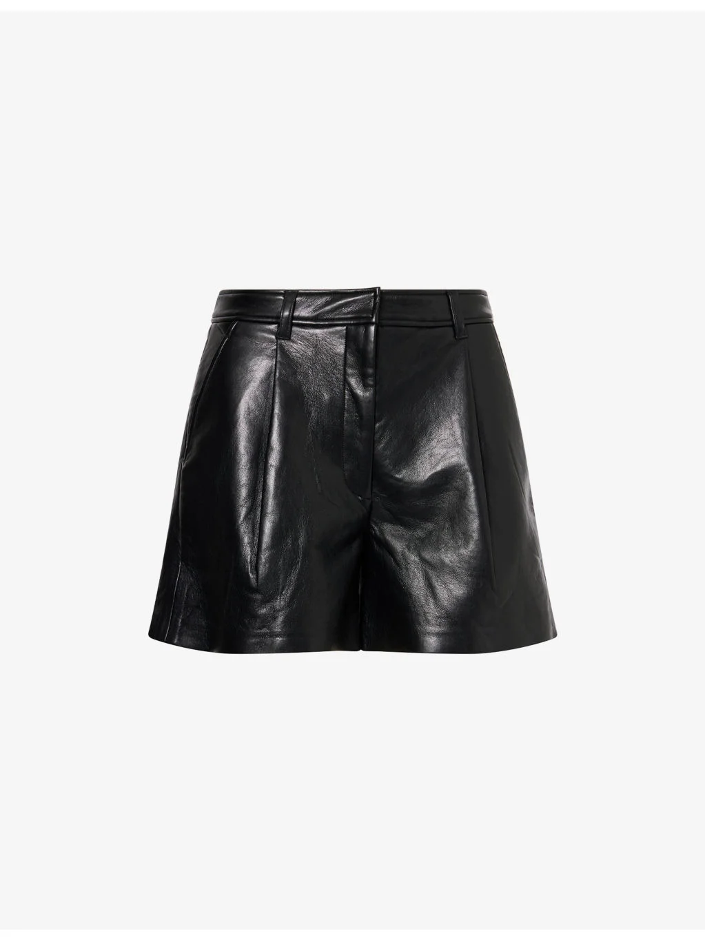 Trent High-Waist Leather-Blend Shorts - 1