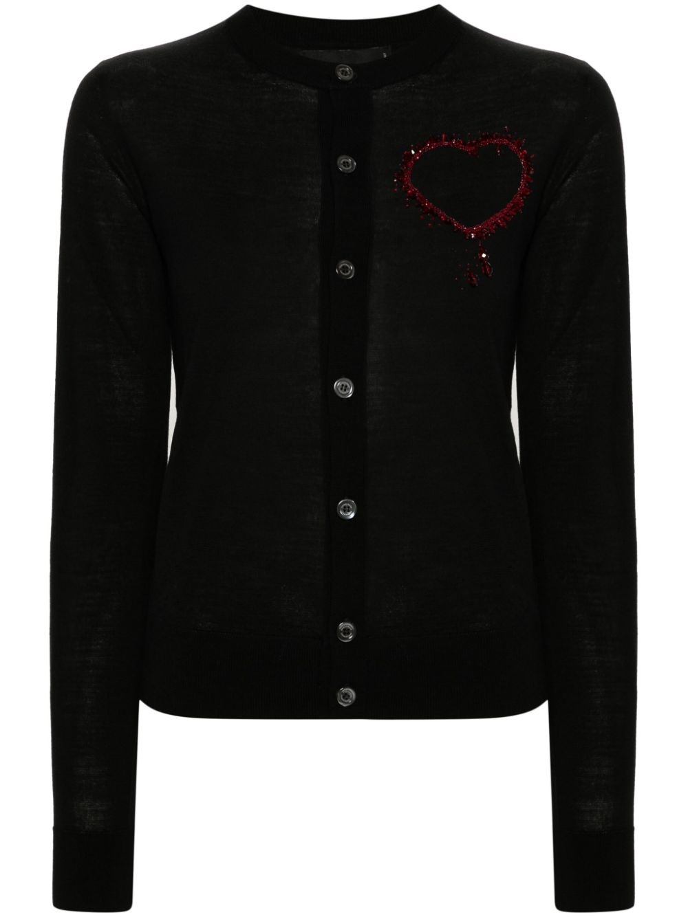 beaded-heart cardigan - 1