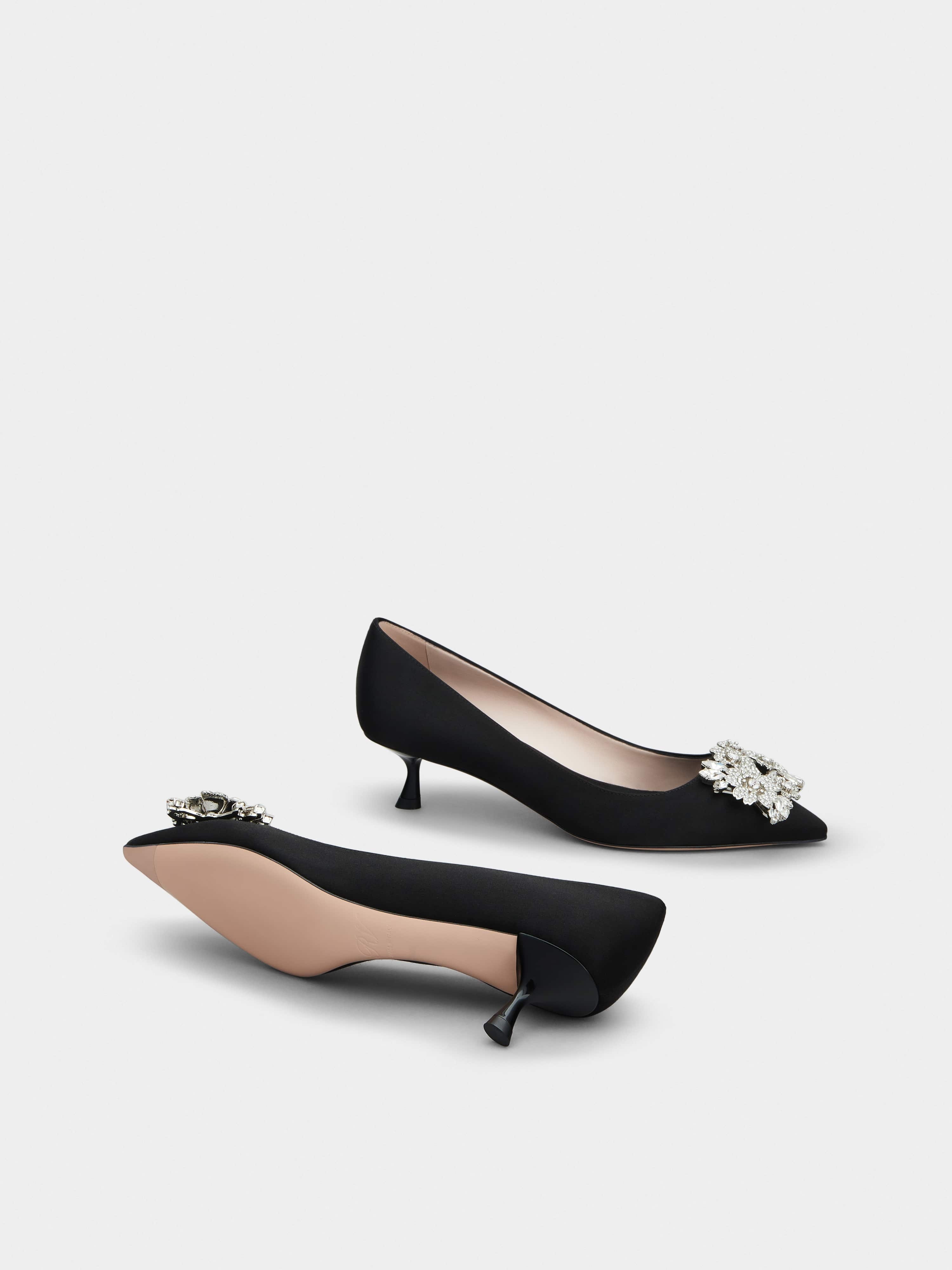 RV Bouquet Strass Buckle Pumps in Satin - 6