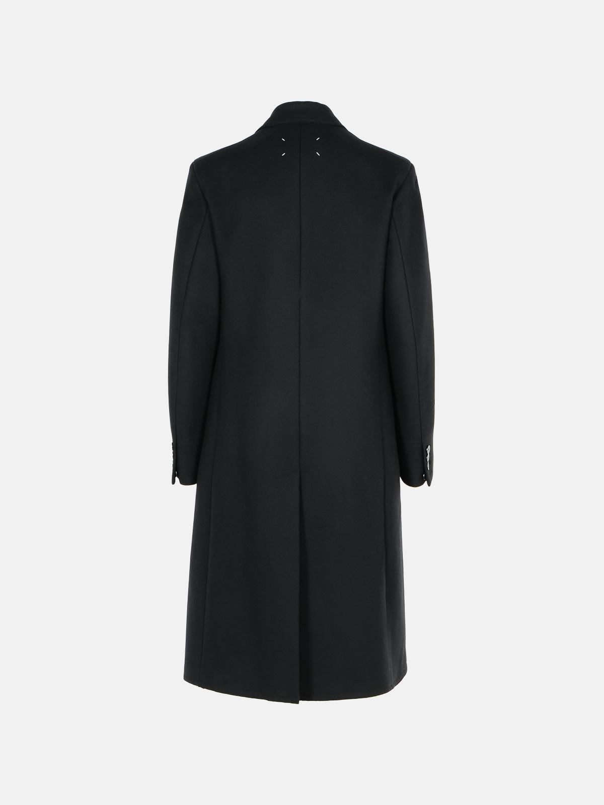 BLACK VIRGIN WOOL COAT - 3