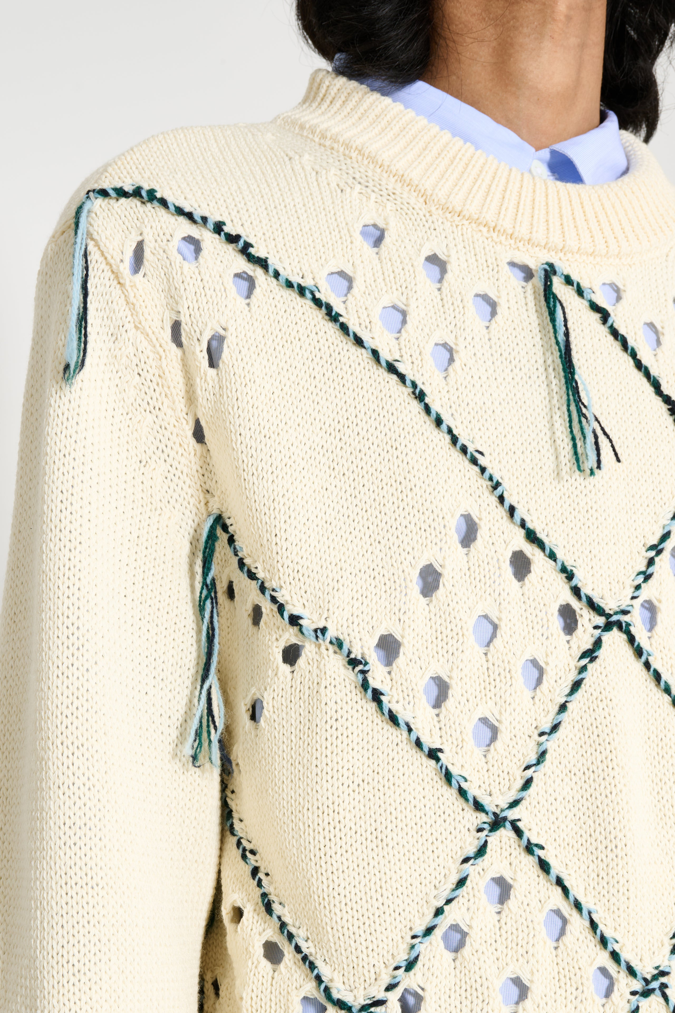 NAMACHEKO INTARSIA QUILT CREWNECK NATURAL - 6