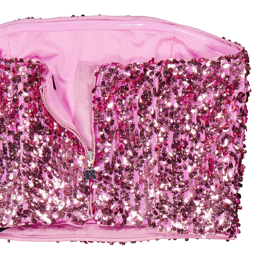 Rotate Ladies Pink Sequin Crop Top - 2