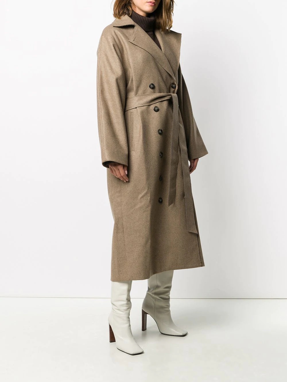 wool-blend trench coat - 3