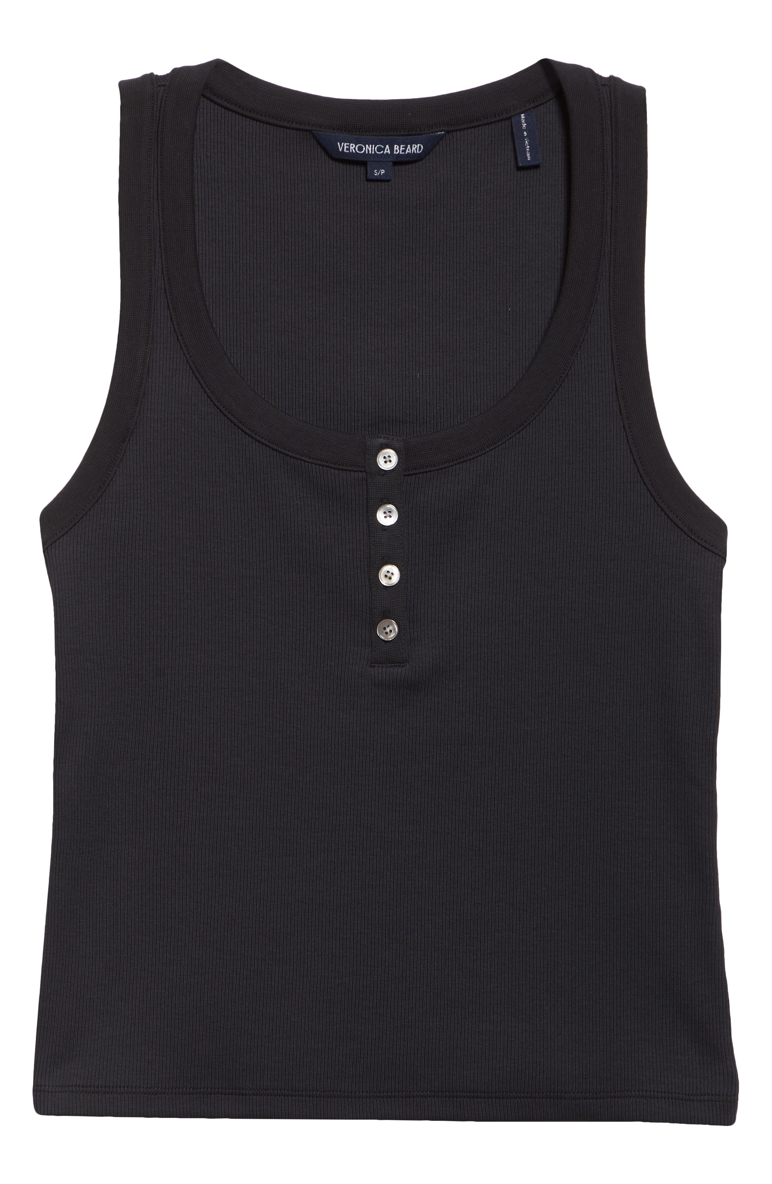 Veronica Beard Abbott Rib Henley Tank in Black at Nordstrom - 5