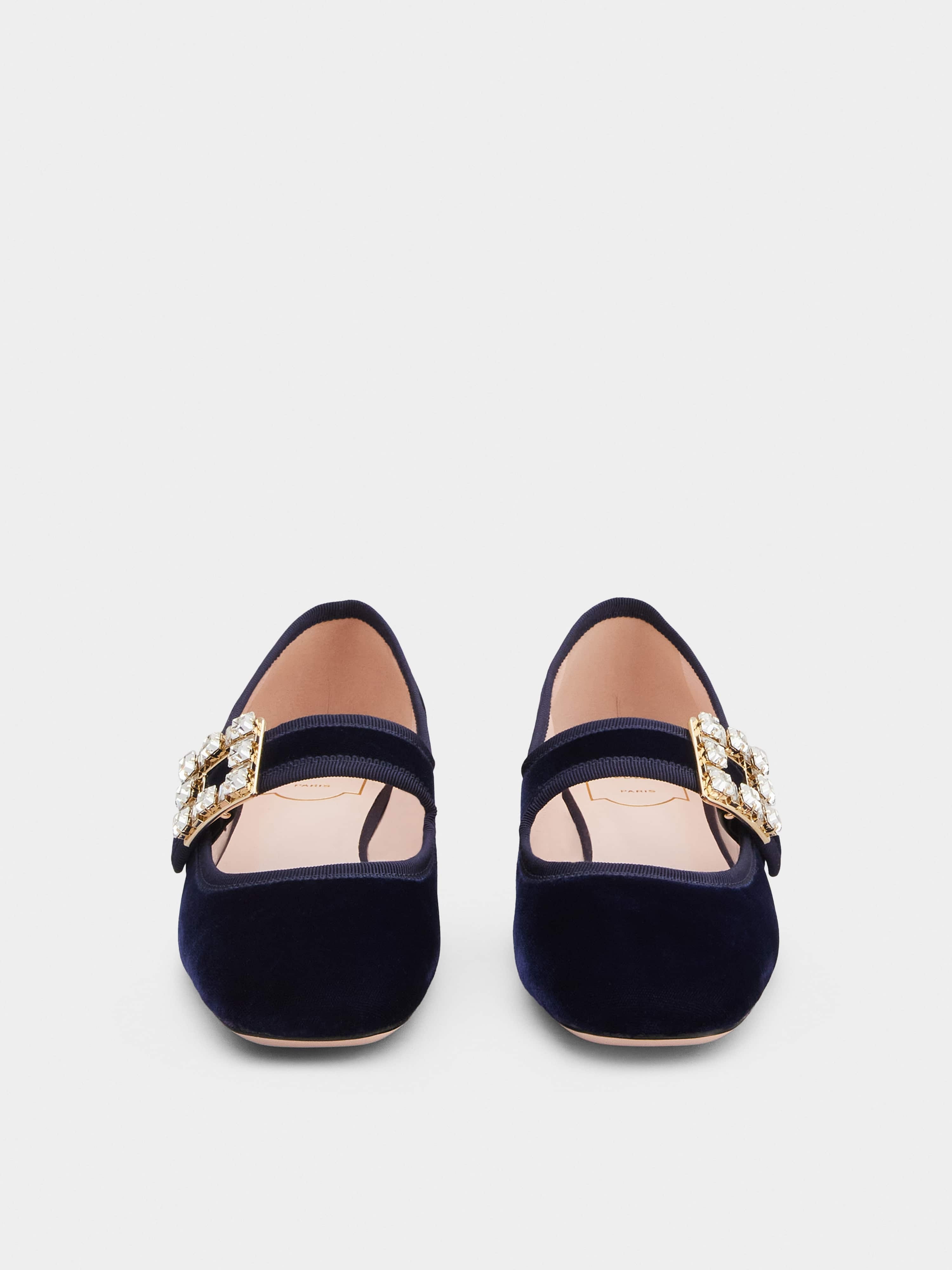 Très Vivier Strass Buckle Babies Ballerinas in Velvet - 7