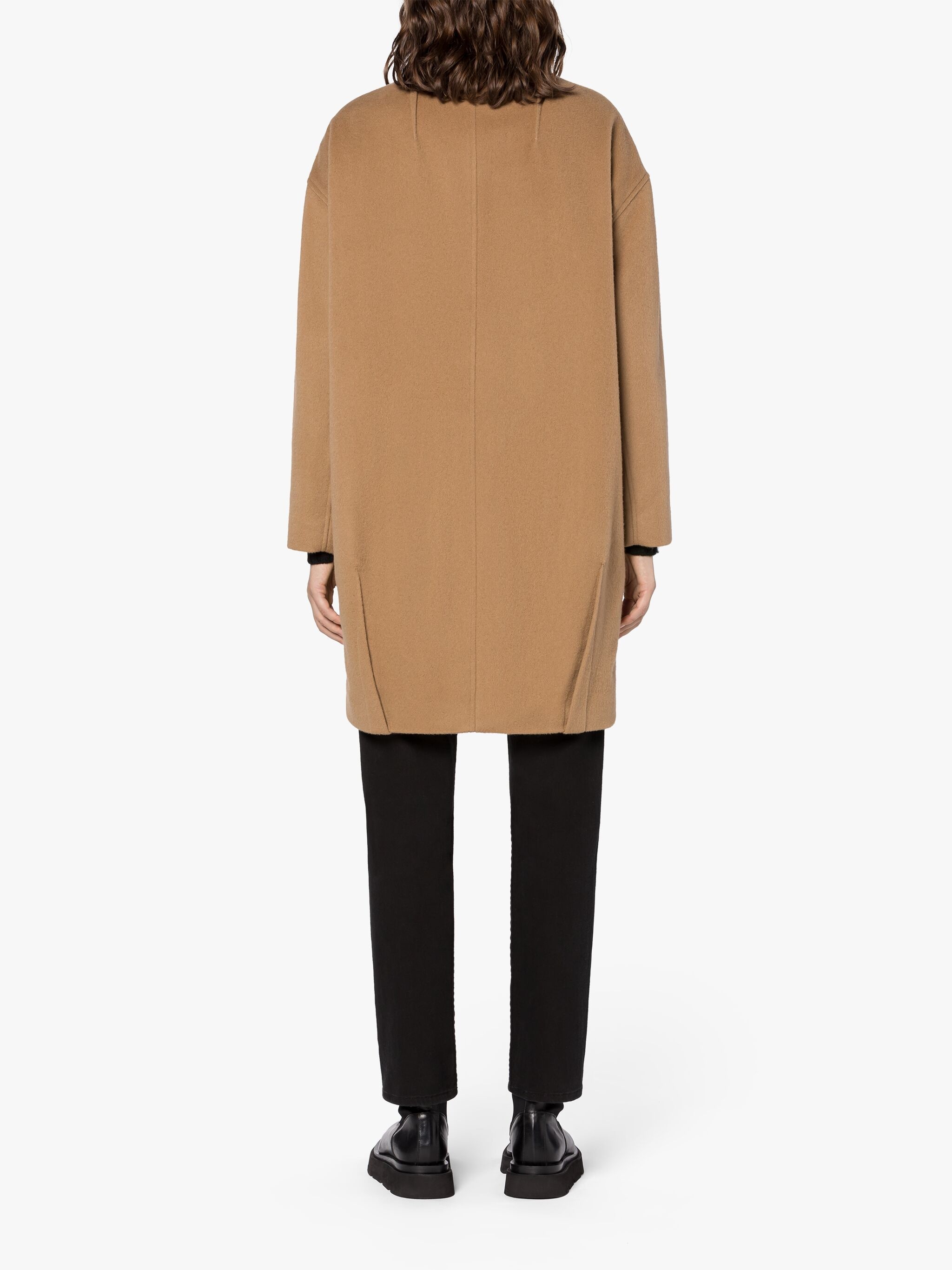 FREDDIE BEIGE WOOL & CASHMERE COCOON COAT - 4