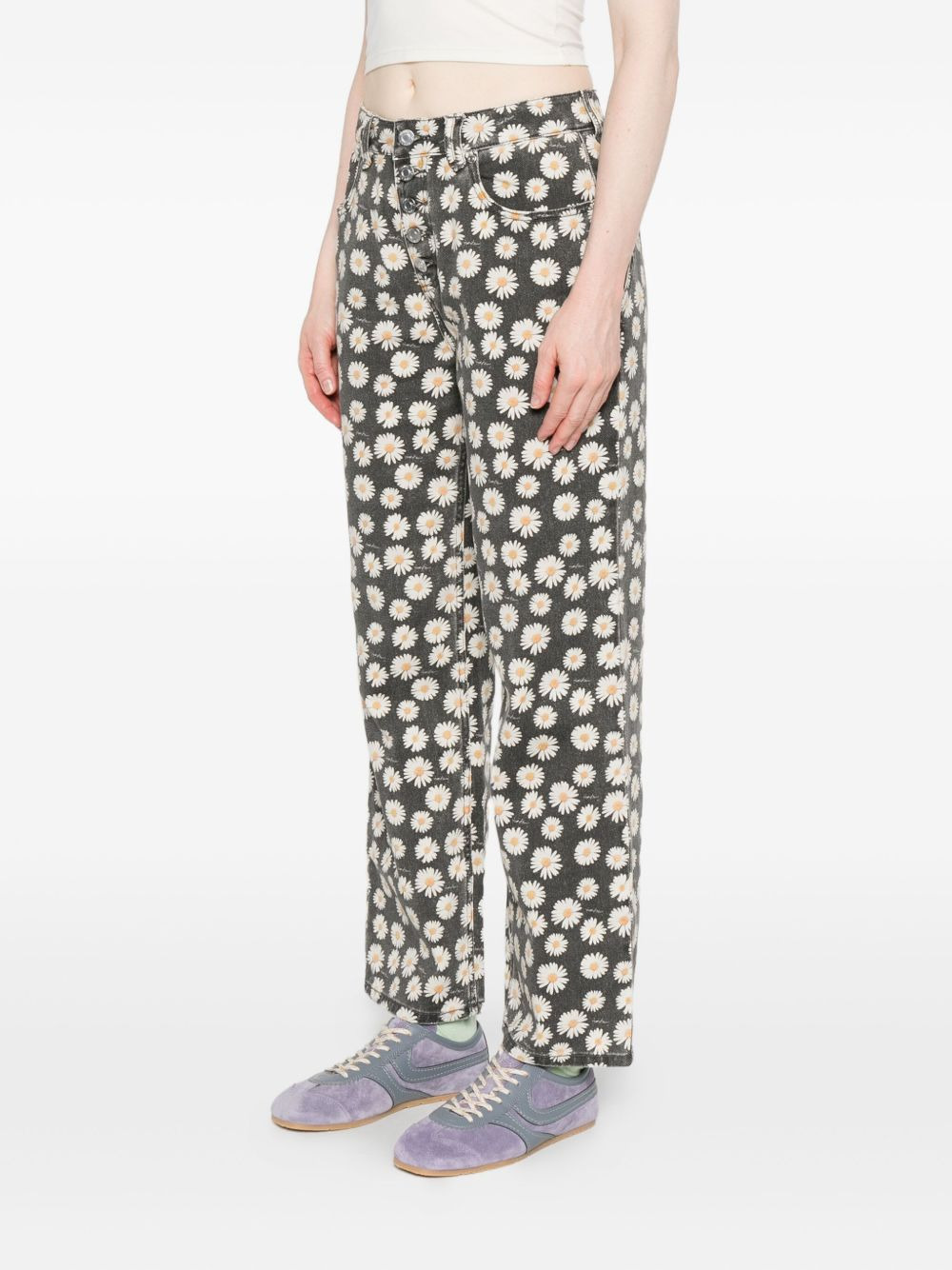 Jessie daisy-print five-pocket jeans - 3