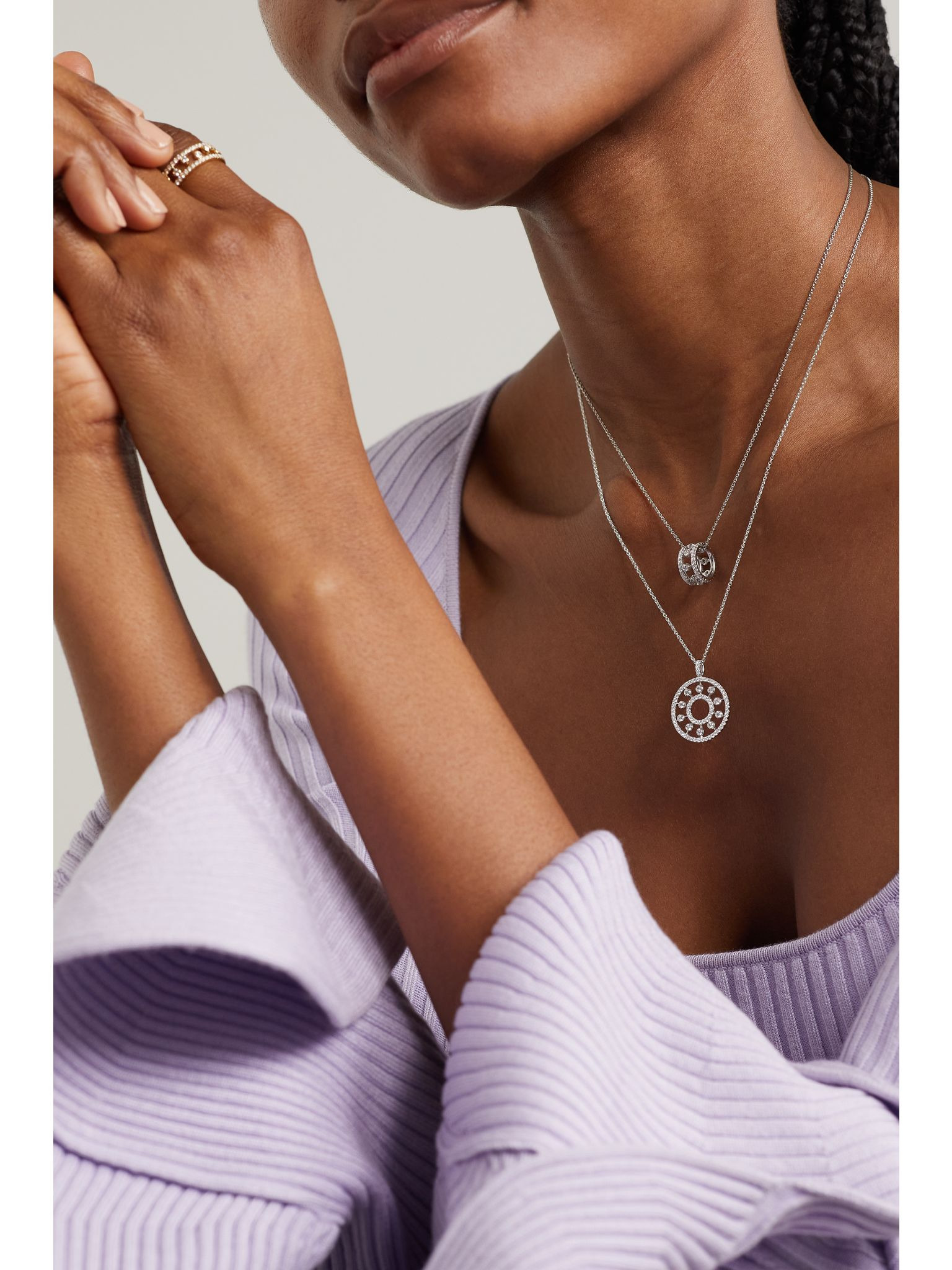 Dewdrop Medallion 18-karat white gold diamond necklace Gold - 5