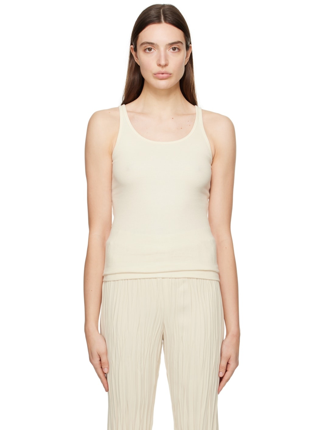 Off-White Rib Tank Top - 1