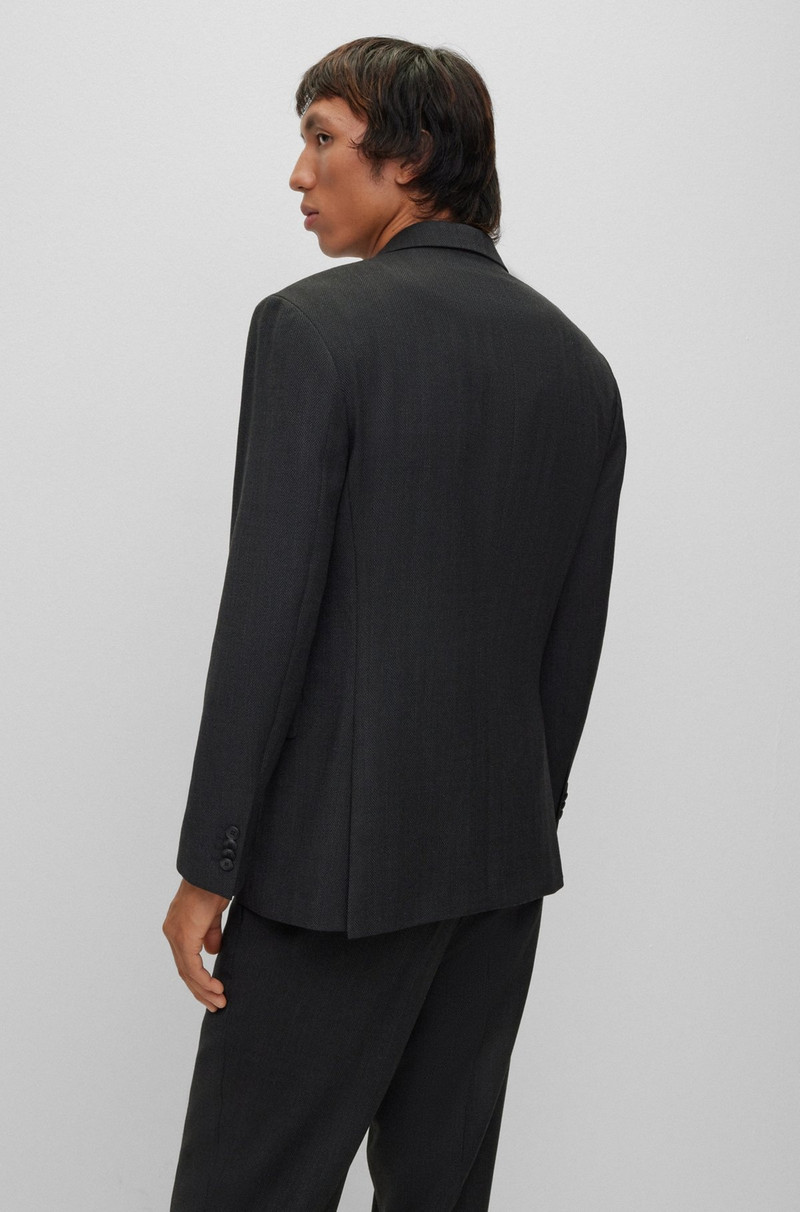 HUGO DOUBLE-BREASTED SLIM-FIT SUIT IN HERRINGBONE FABRIC outlook
