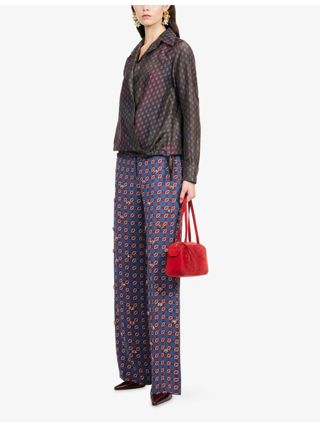 Cedal Printed Drawstring-Hem Silk Shirt - 2
