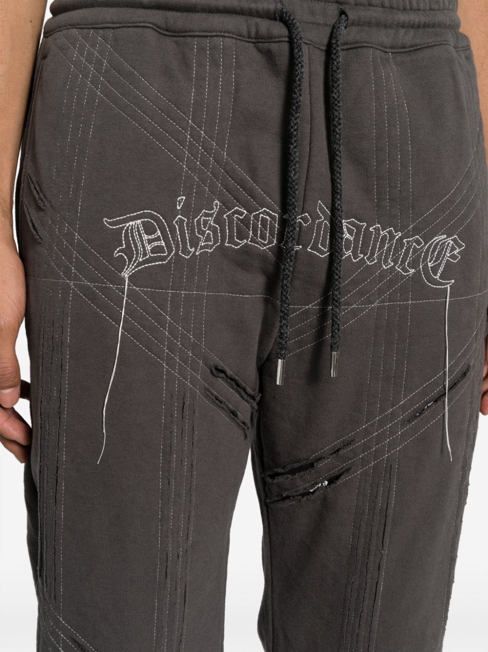 logo-embroidered distressed track pant - 5