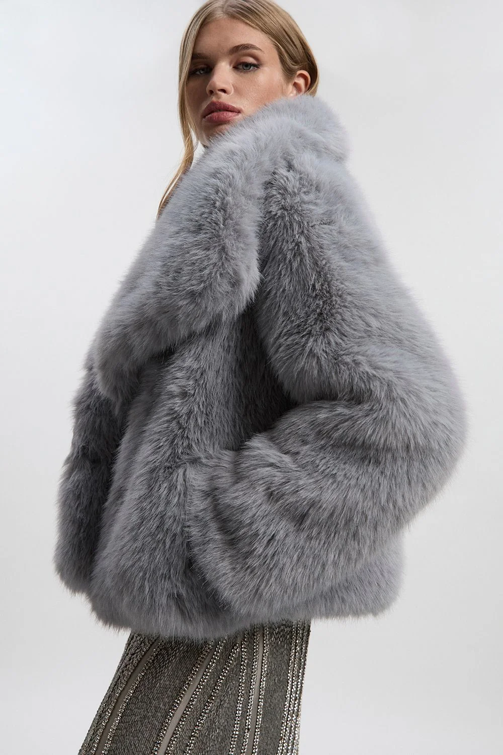 Textured Faux Fur Short Coat - 1