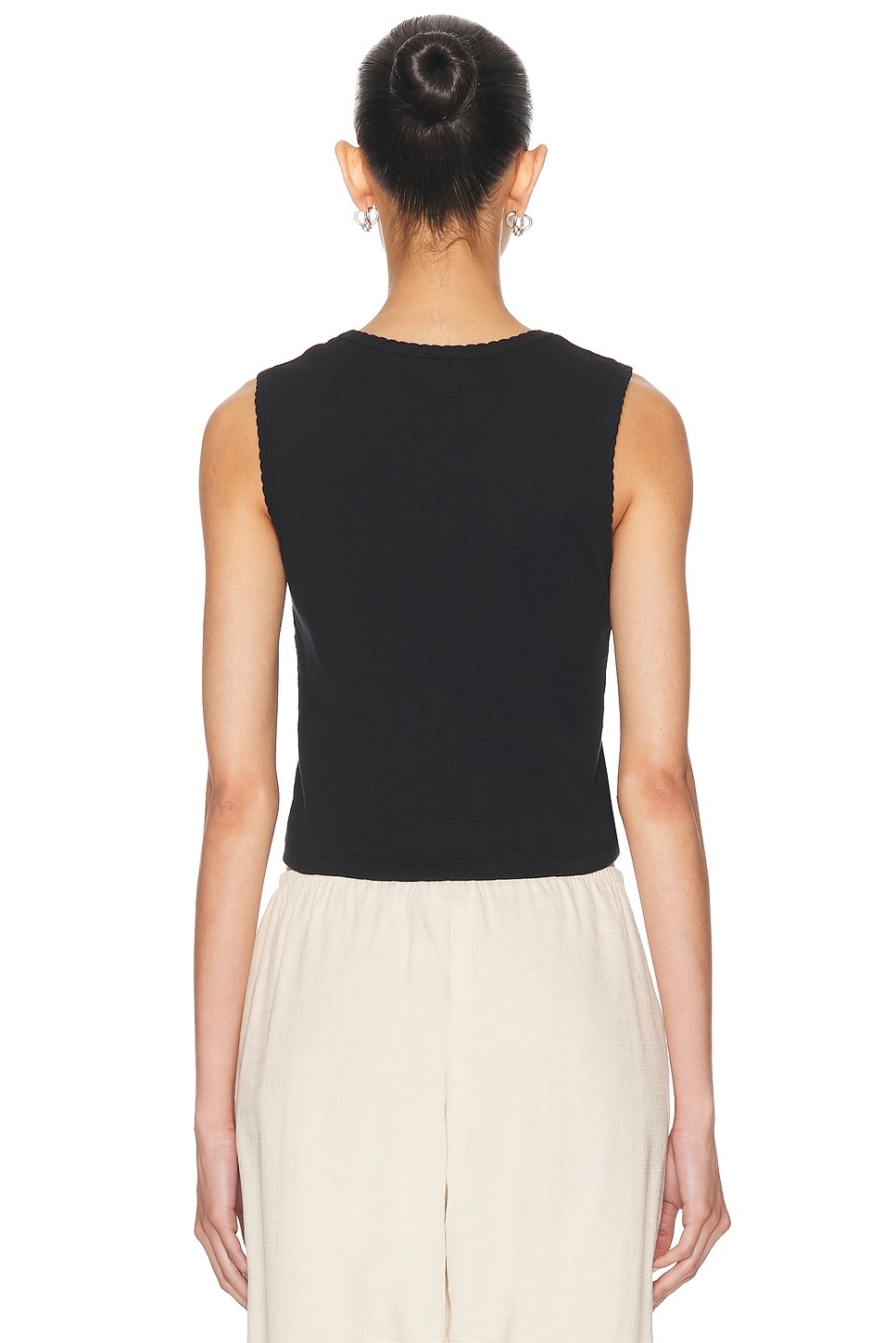 Pointelle Sleeveless Crewneck Top - 3